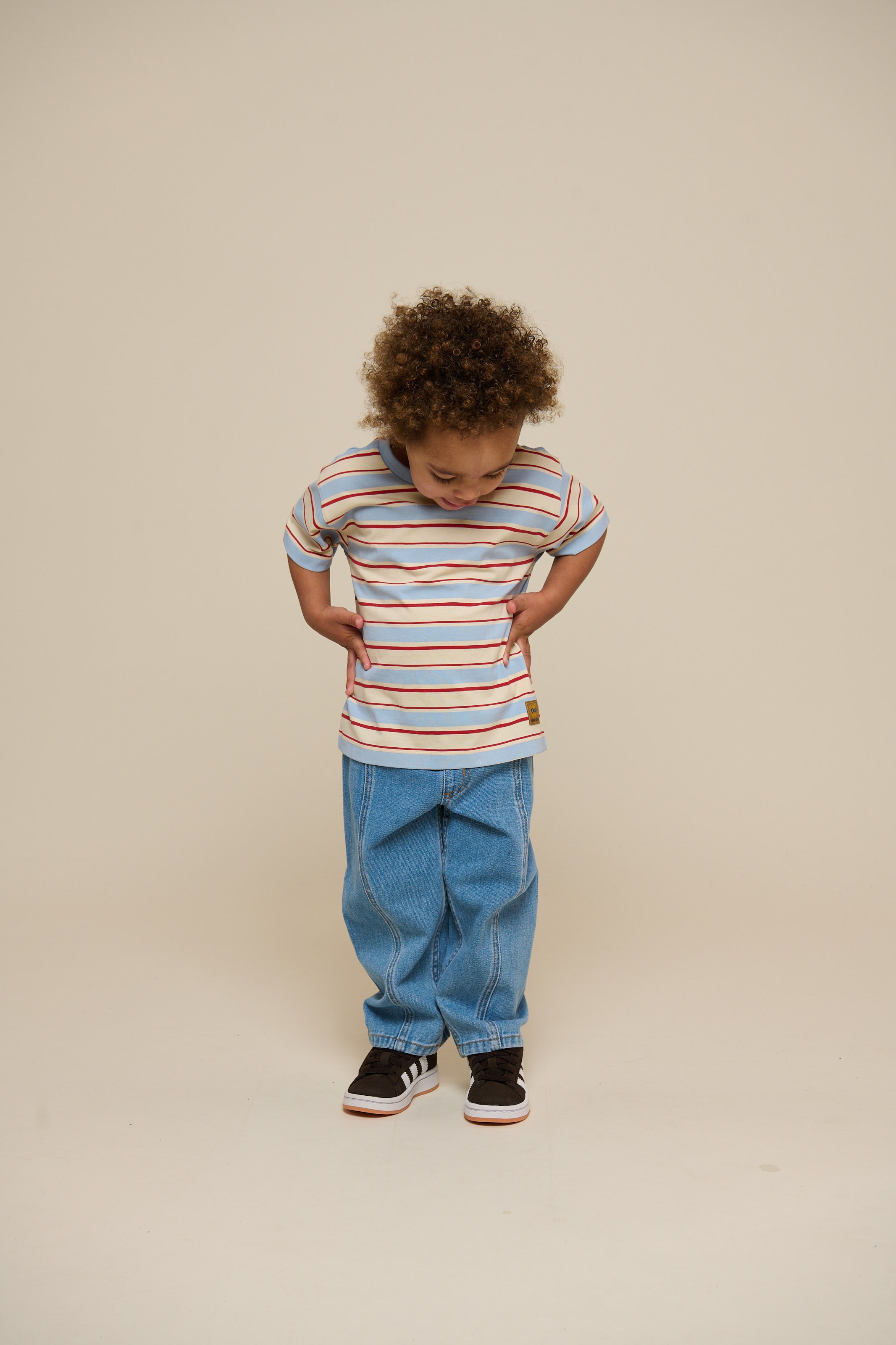 Retro Striped T-shirt - Kids - Powder Blue | 101275 Steven