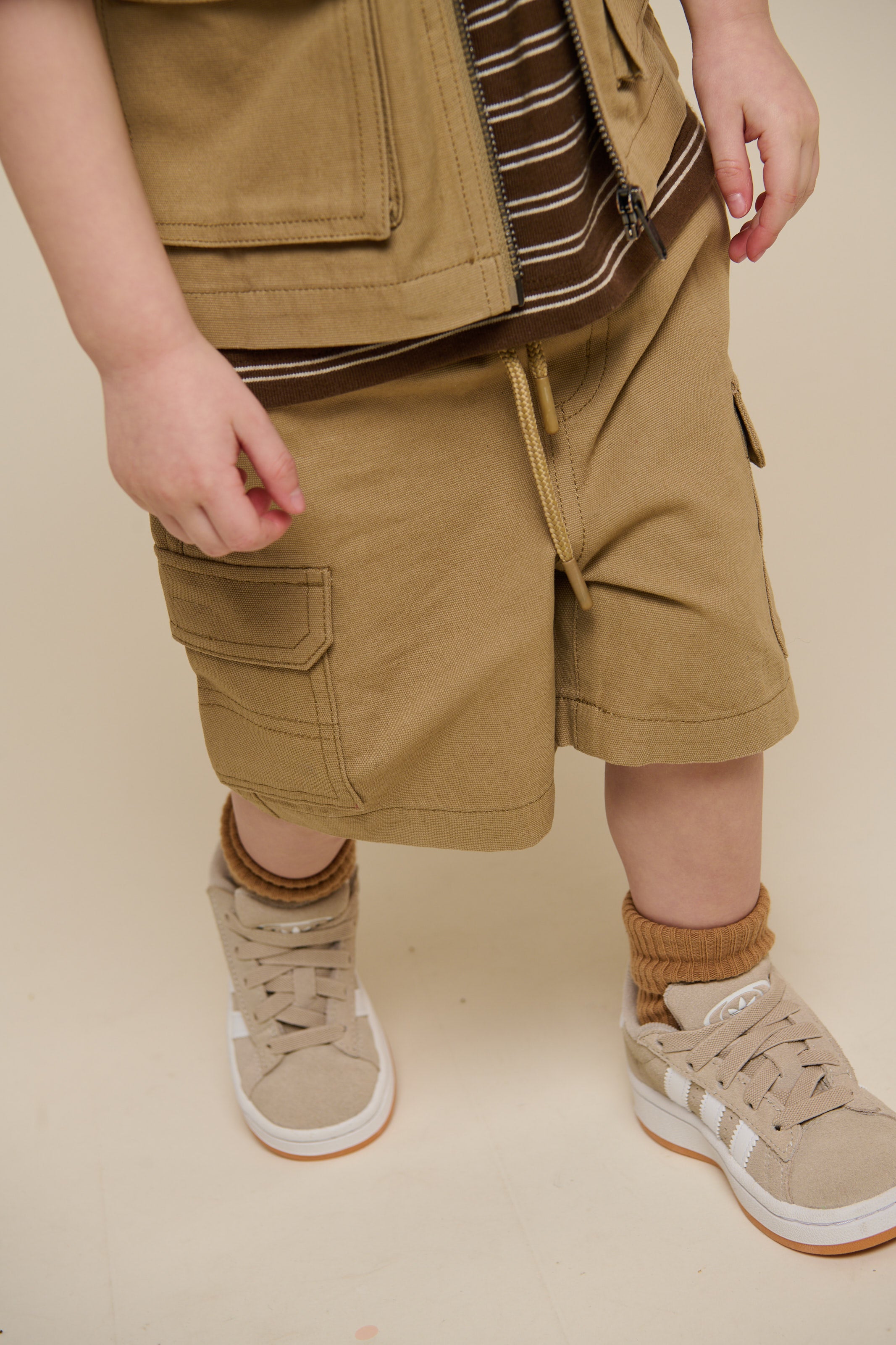 Canvas Cargo Shorts - Kids - Khaki | 101120 Isack