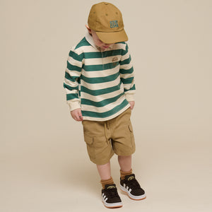 Striped Polo Sweatshirt - Kids - Tropical Green/Offwhite | 101340 Marco