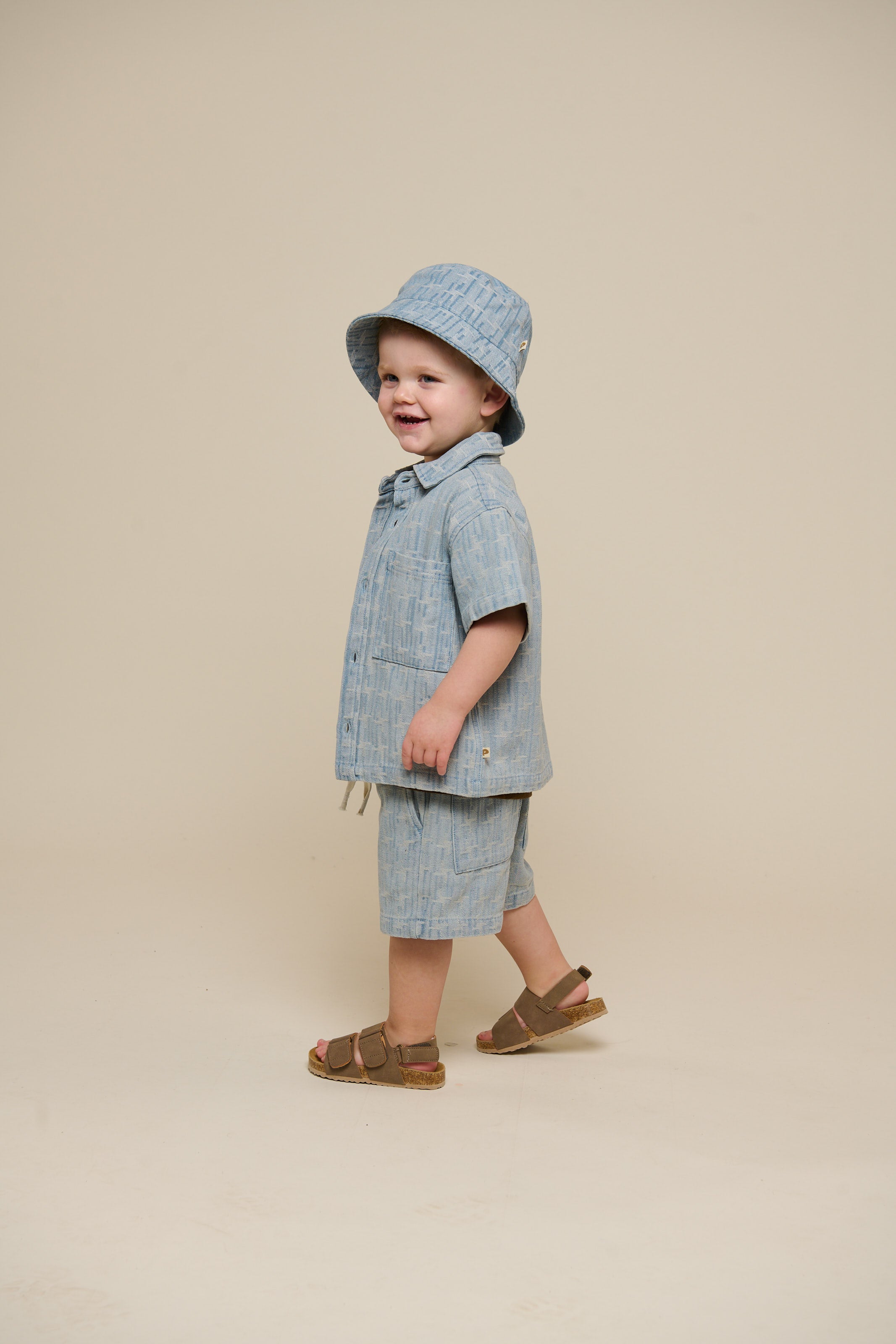 Baggy Jacquard Denim Shorts - Kids - Blue Denim | 101059 Kyle