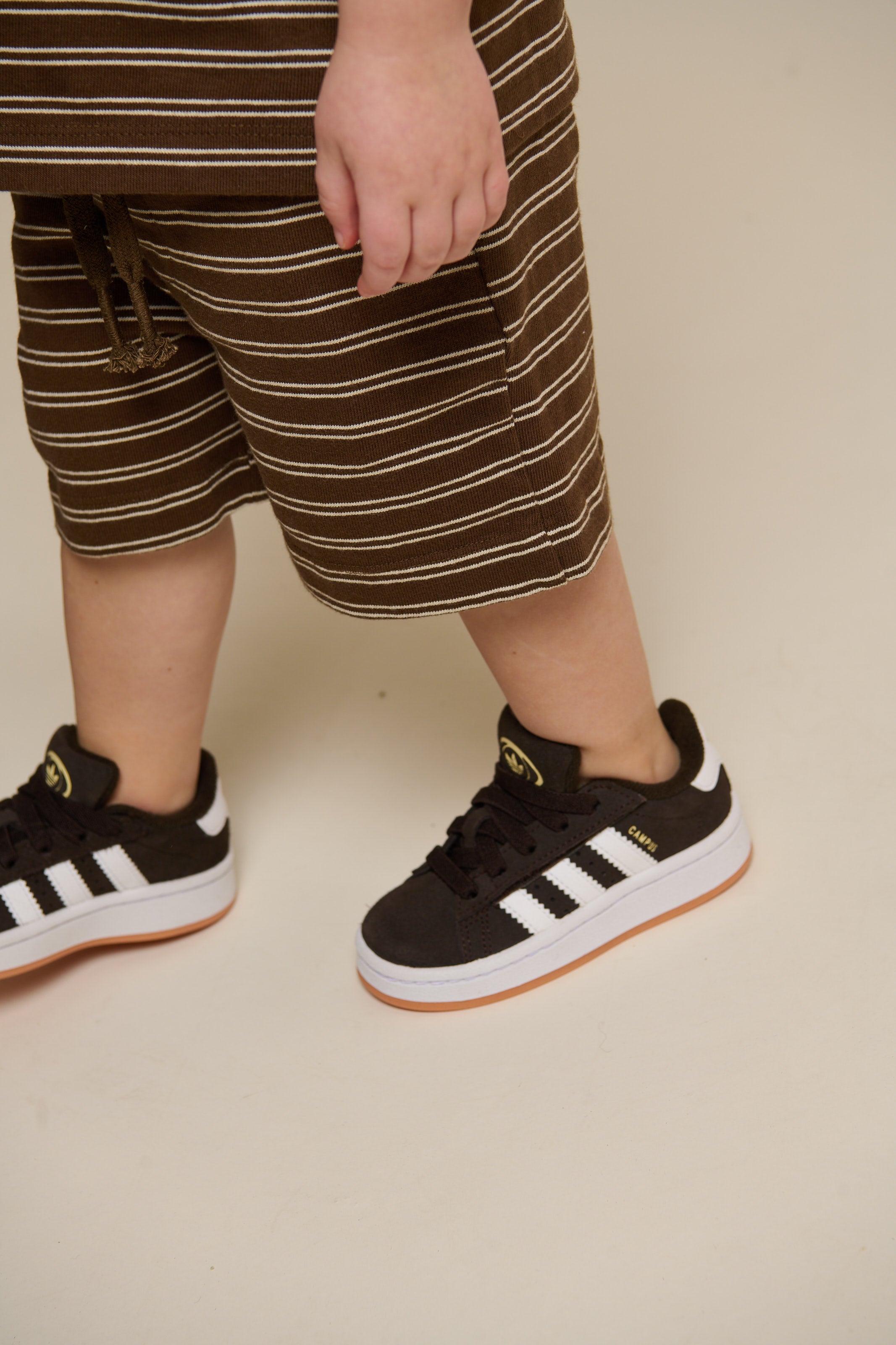 Striped Jersey Shorts - Kids - Dark Brown | 101181 Otto