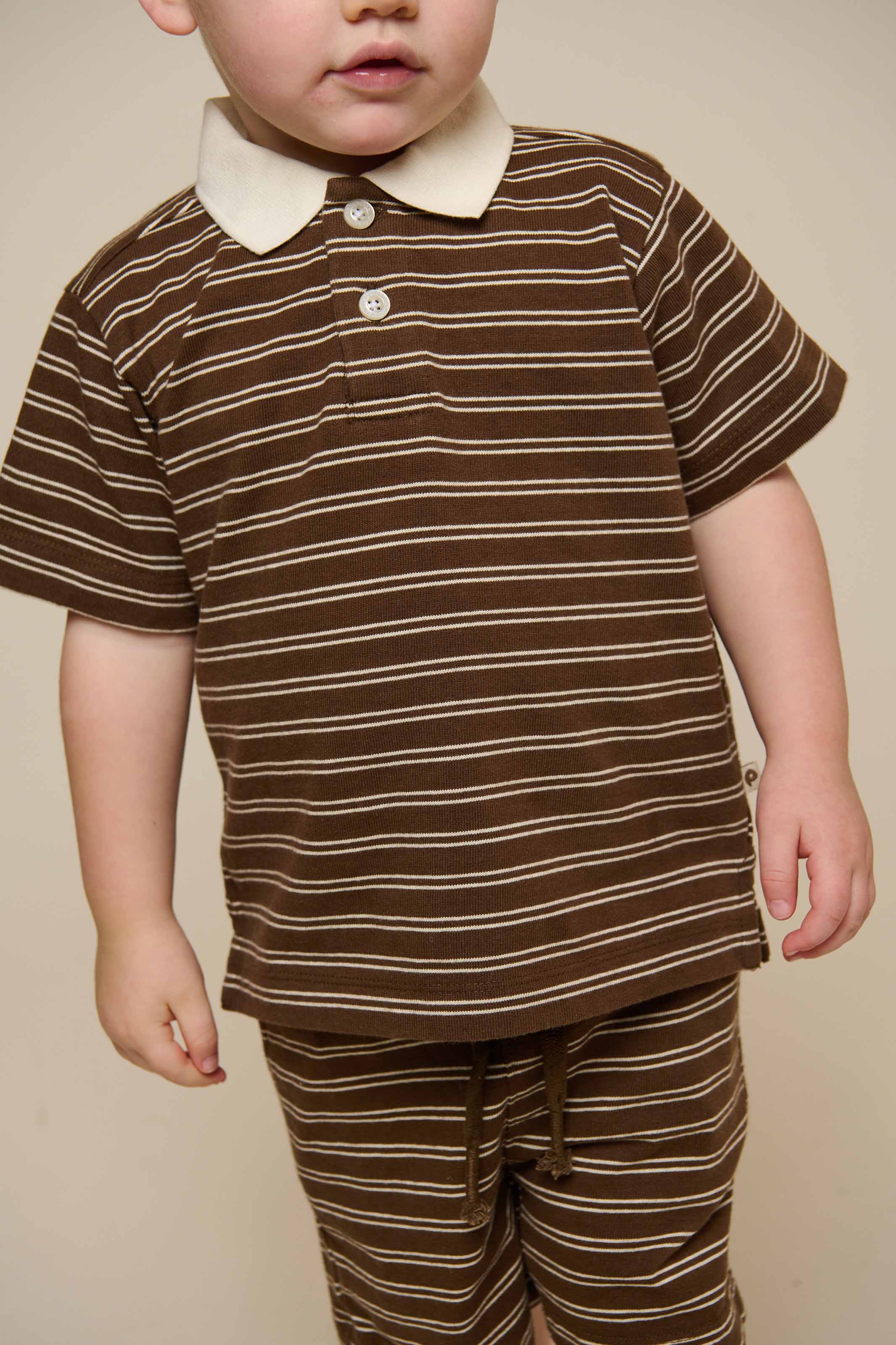 Striped Jersey Poloshirt - Kids - Dark Brown | 101173 Otto