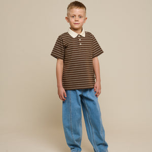 Striped Jersey Poloshirt - Tween - Dark Brown | 101174 Otto