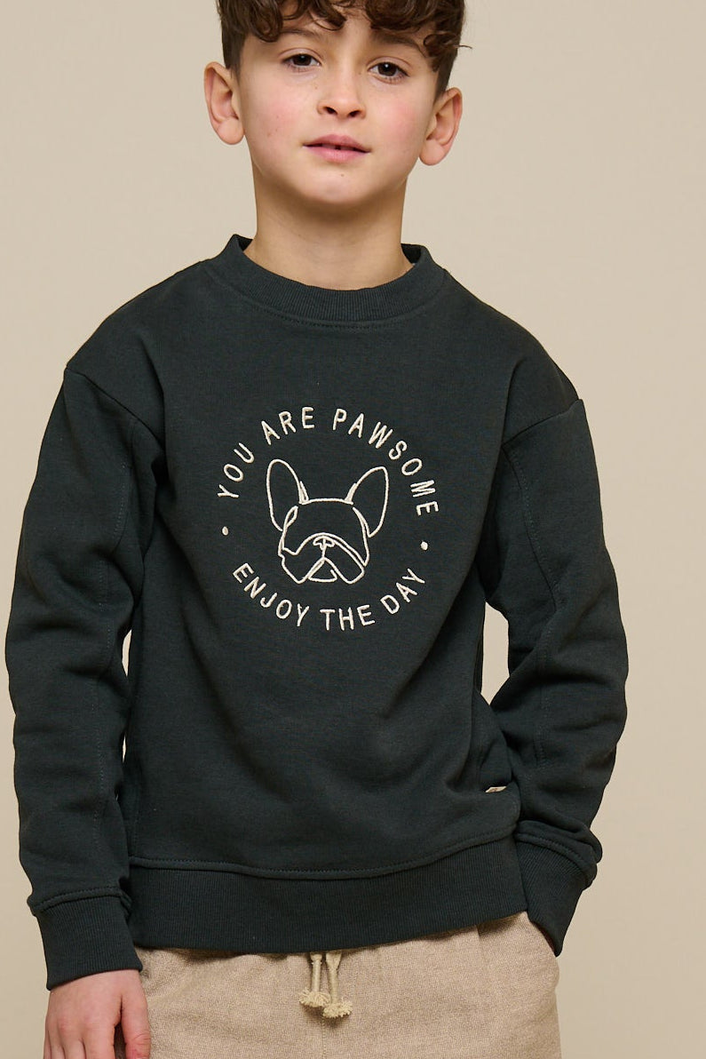 Crewneck Sweatshirt - Tween - Forest Green Melange | 100893 Justin