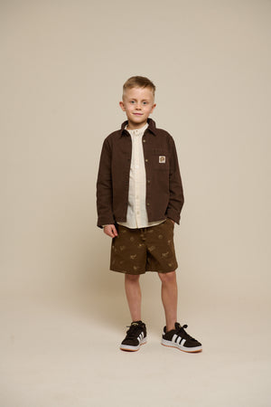 Printed Linen Mix Shorts - Tween - Dark Brown | 101172 William