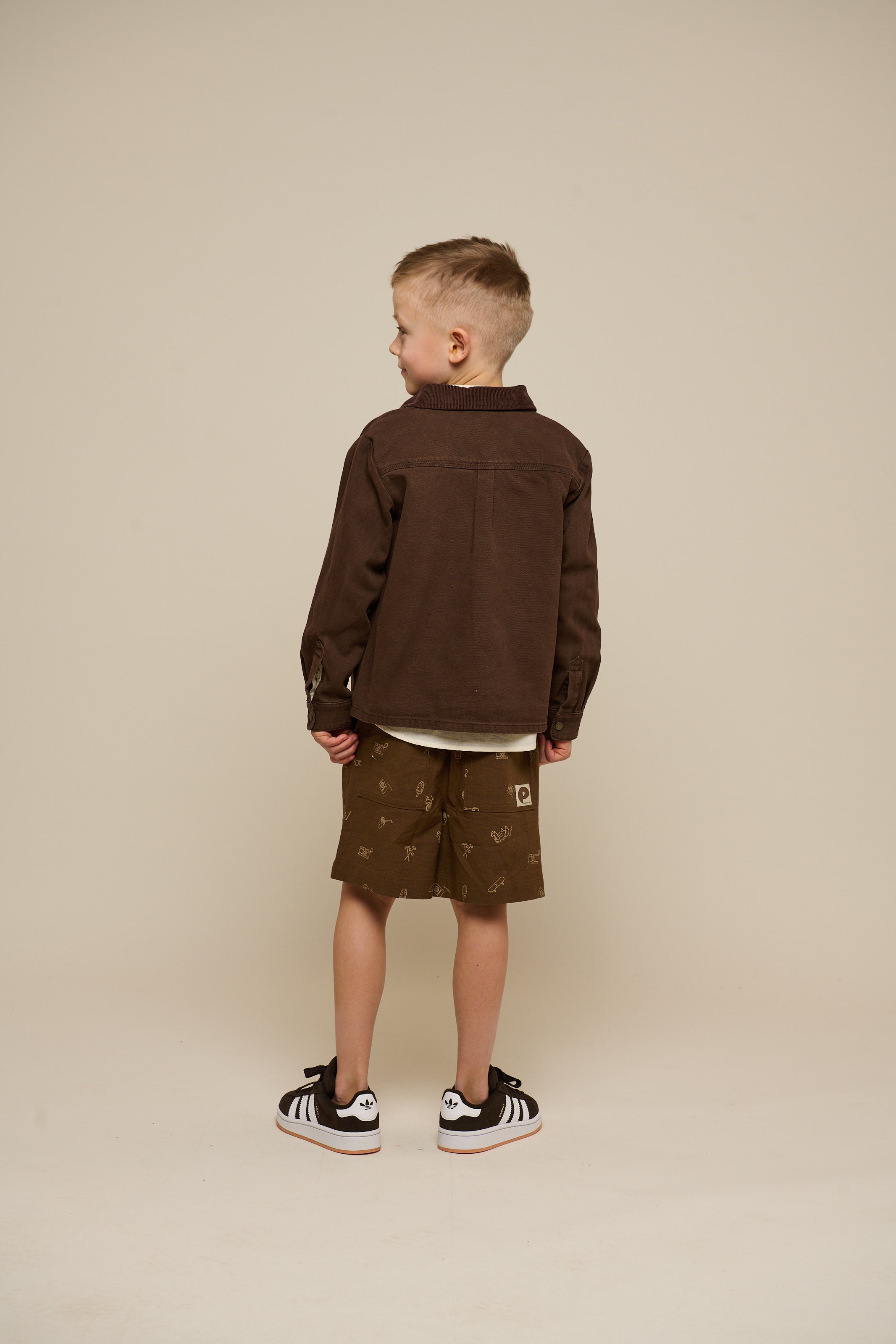 Printed Linen Mix Shorts - Tween - Dark Brown | 101172 William