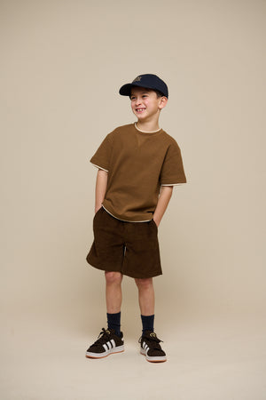 Textured Short Sleeve T-Shirt - Tween - Coffee | 100712 Malthe
