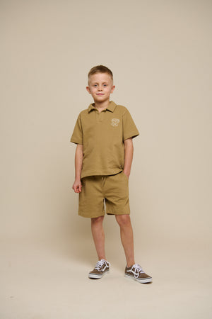 Textured Jersey Polo T-shirt - Tween - Khaki | 101218 Sonny