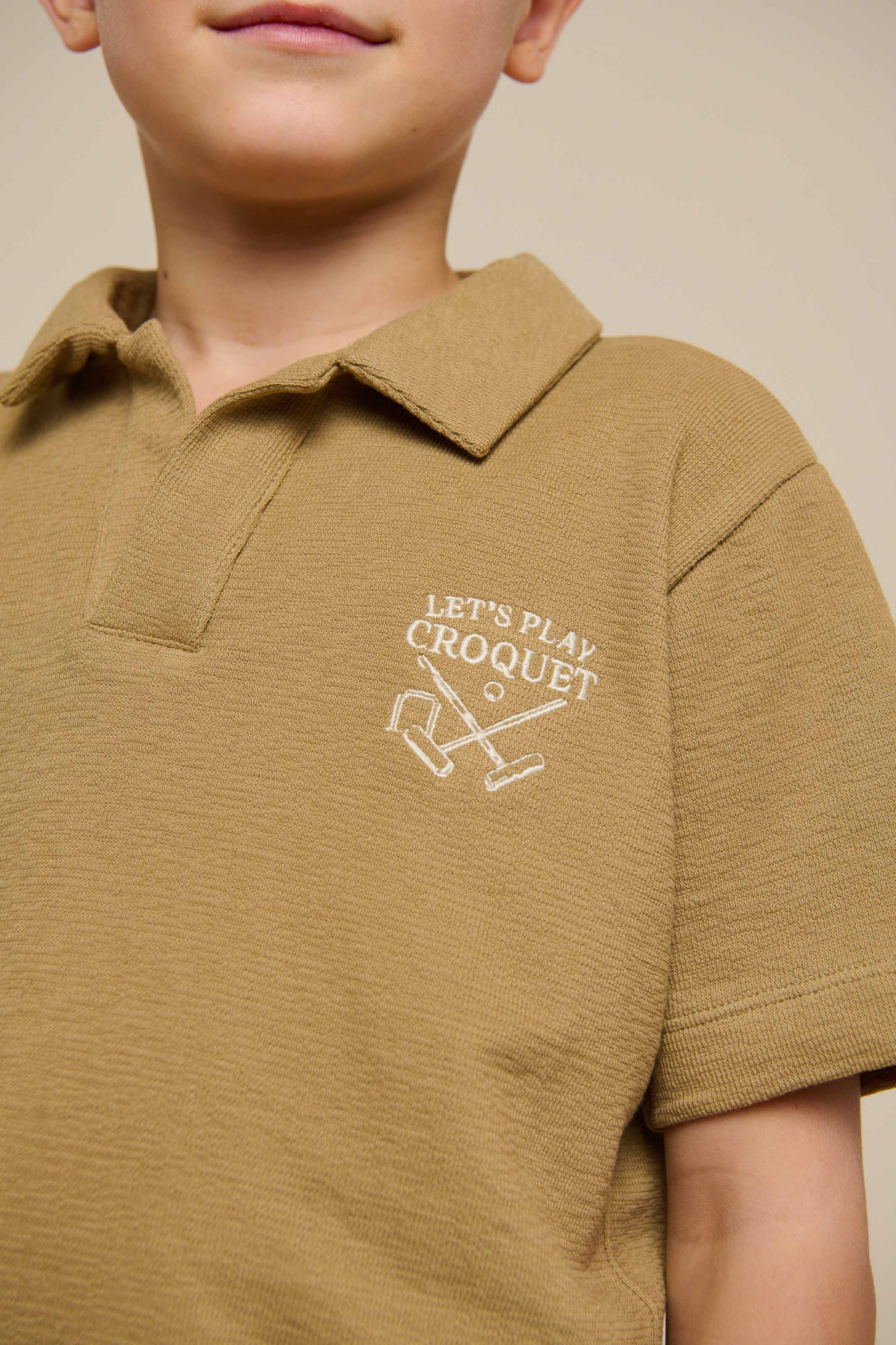 Textured Jersey Polo T-shirt - Tween - Khaki | 101218 Sonny