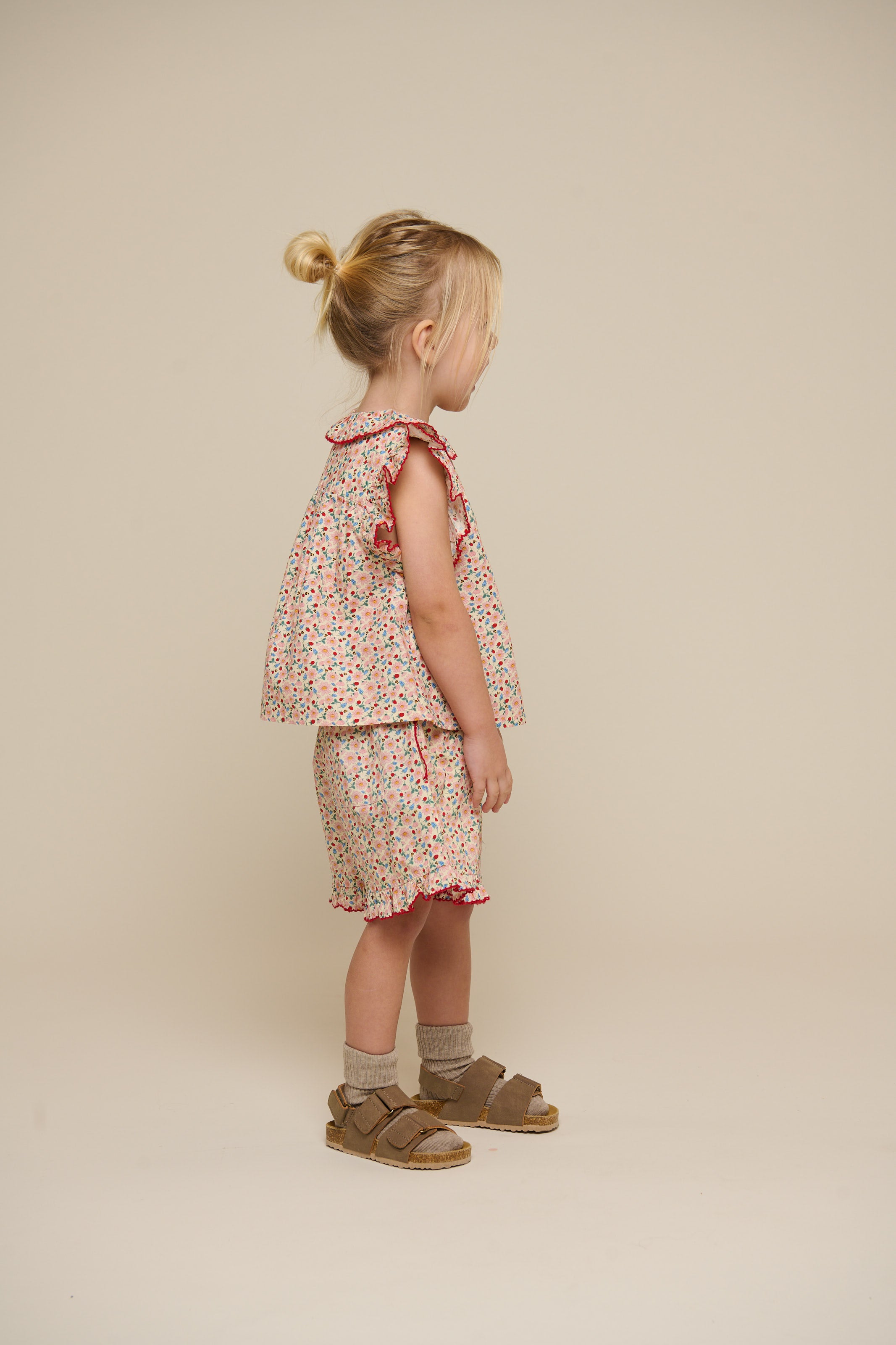 Flower Printed Poplin Shorts - Kids - Rose | 100956 Poppy