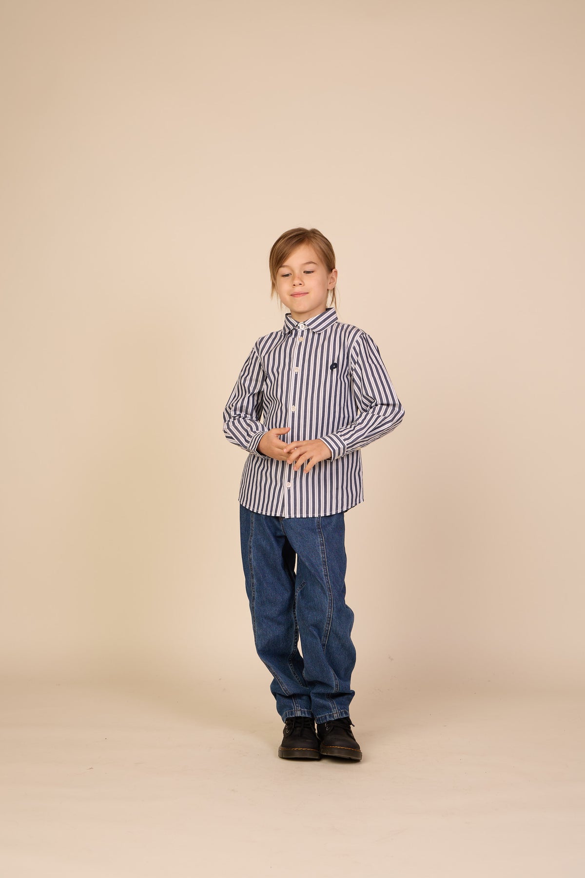 Striped Cotton Shirt - Tween - Navy Stripe | 101654 Milo