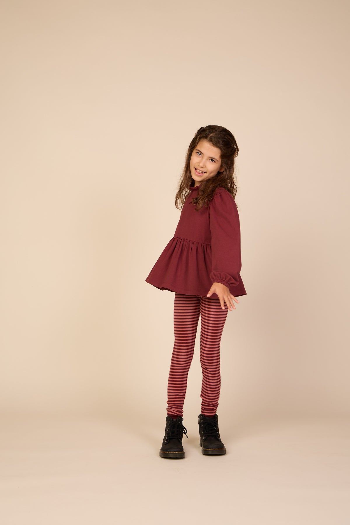 Solid Peplum Jersey Blouse - Tween - Bordeaux | 101548 Heidi