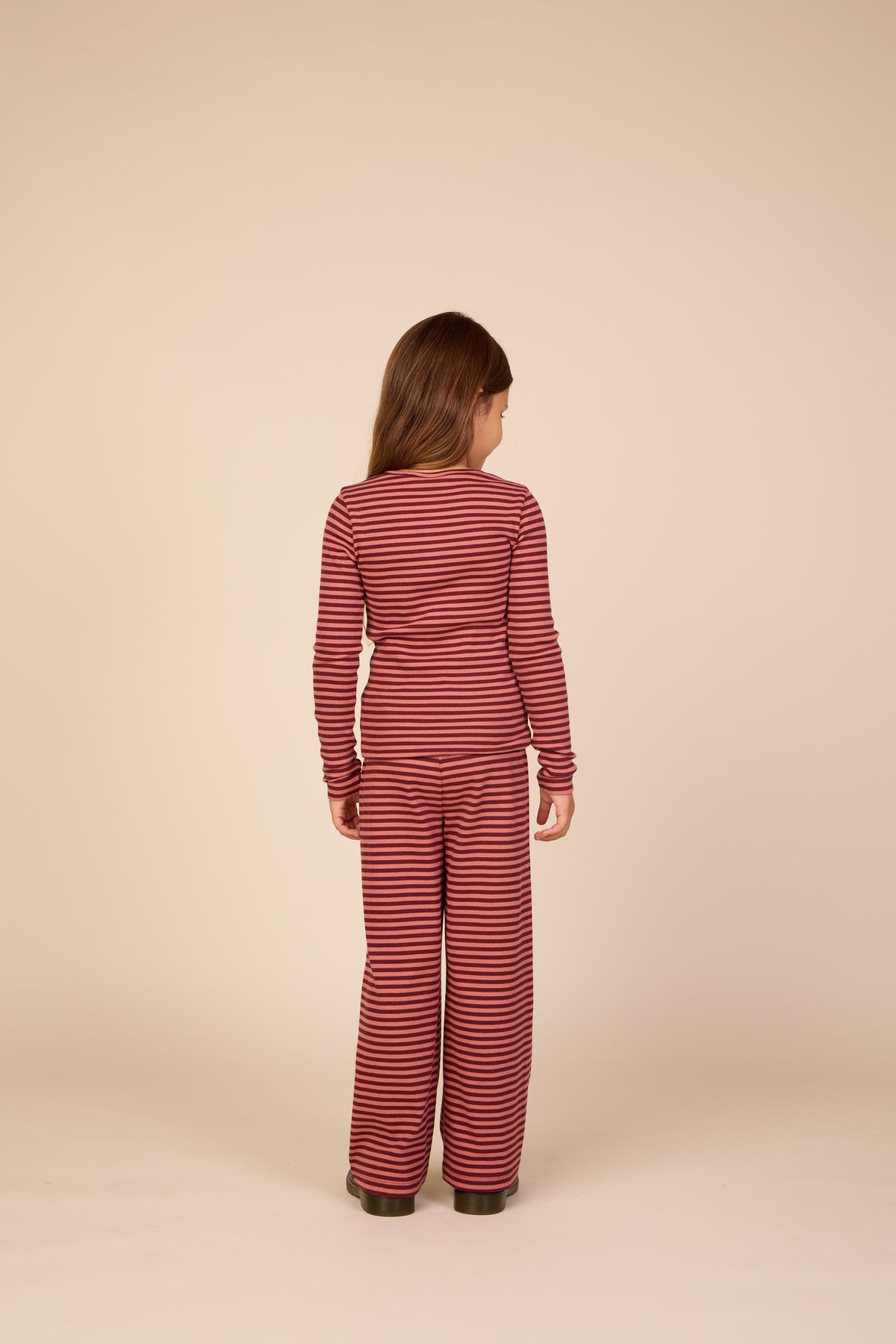 Striped Rib Long-Sleeve T-Shirt - Tween - Dusty Rose/Bordeaux | 101617 Gloria