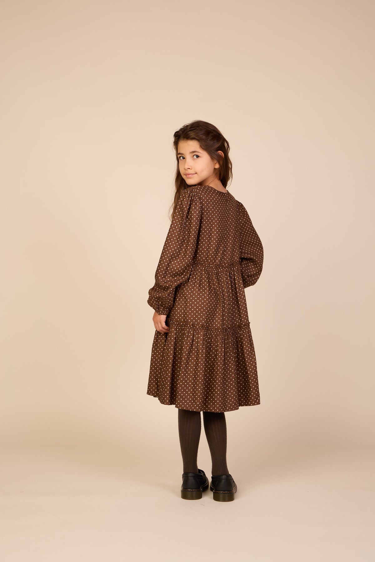 Dotted Viscose Midi Dress - Tween - Brown/Offwhite | 101658 Feline