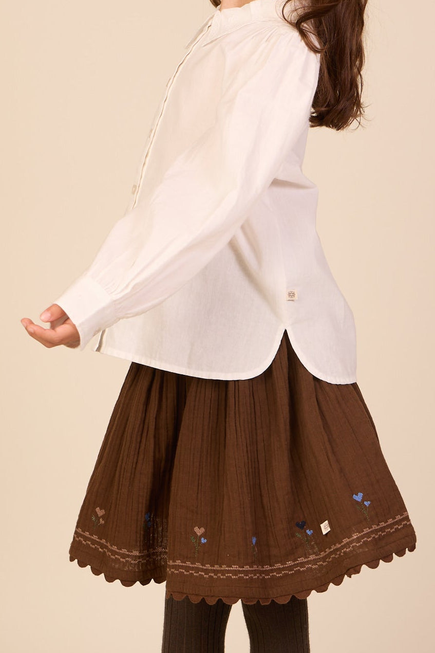 Cotton Shirt with Lace Collar - Kids - Offwhite | 101459 Holly