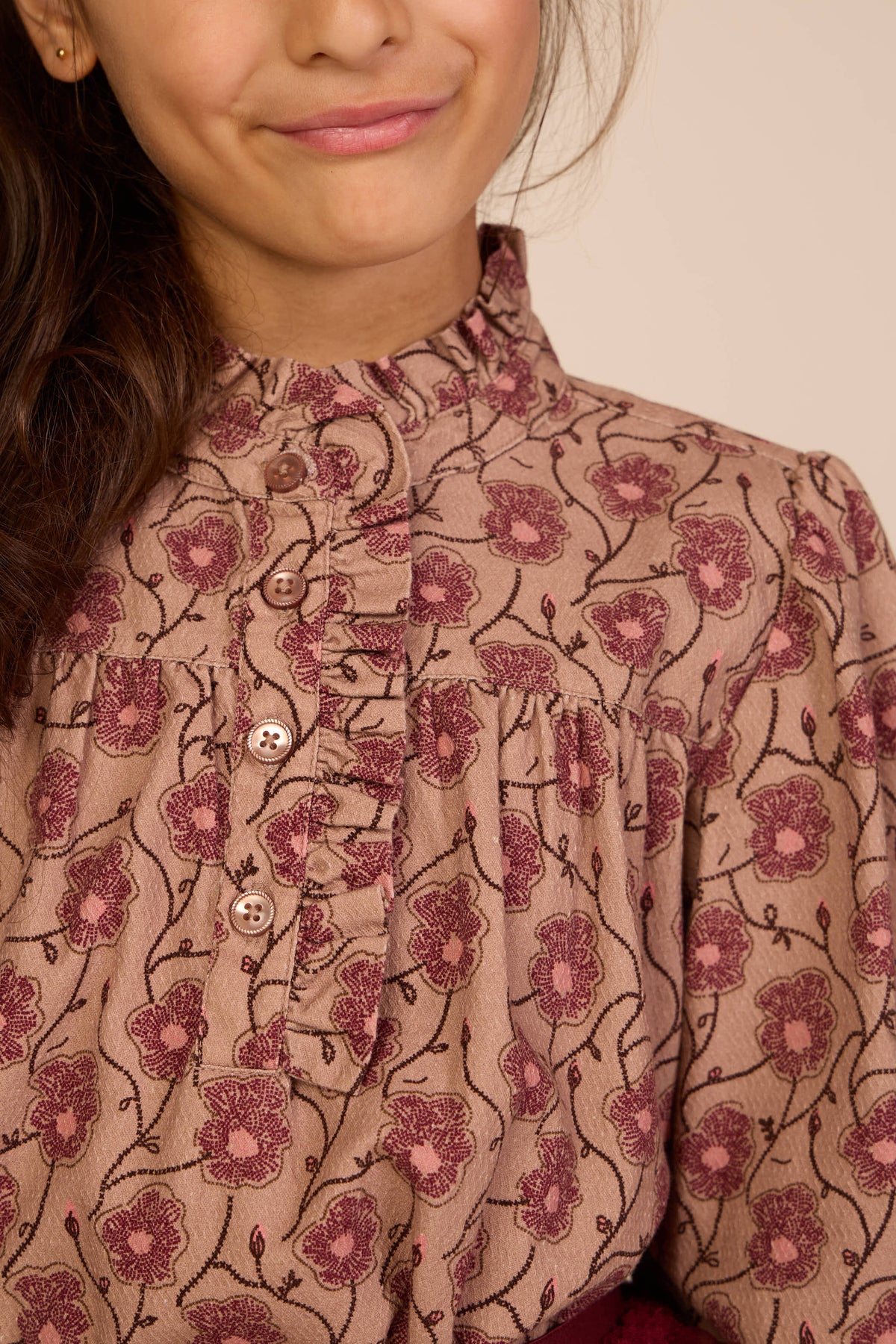 Floral Cotton Blouse - Tween - Rose/Bordeaux | 101434 Nova