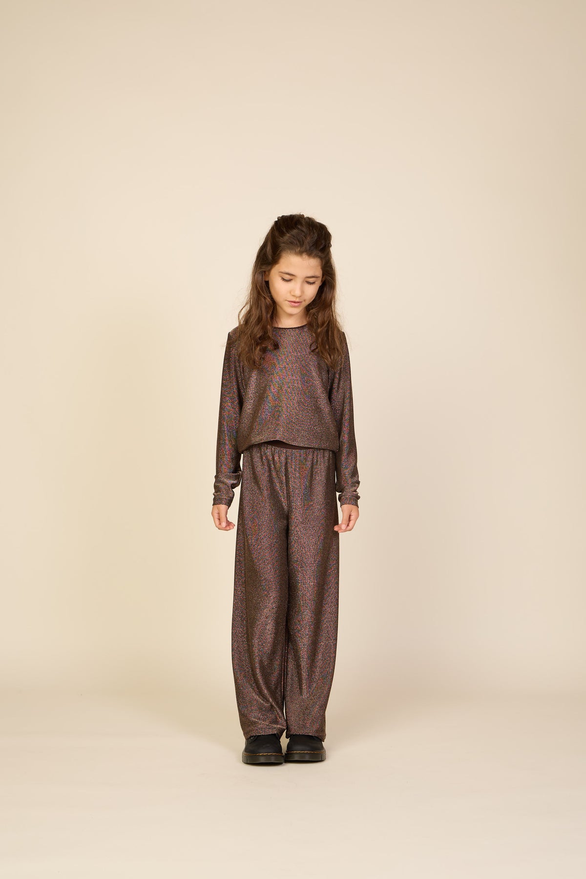 Long-Sleeve Lurex T-Shirt - Tween - Dark Brown | 101664 Helen