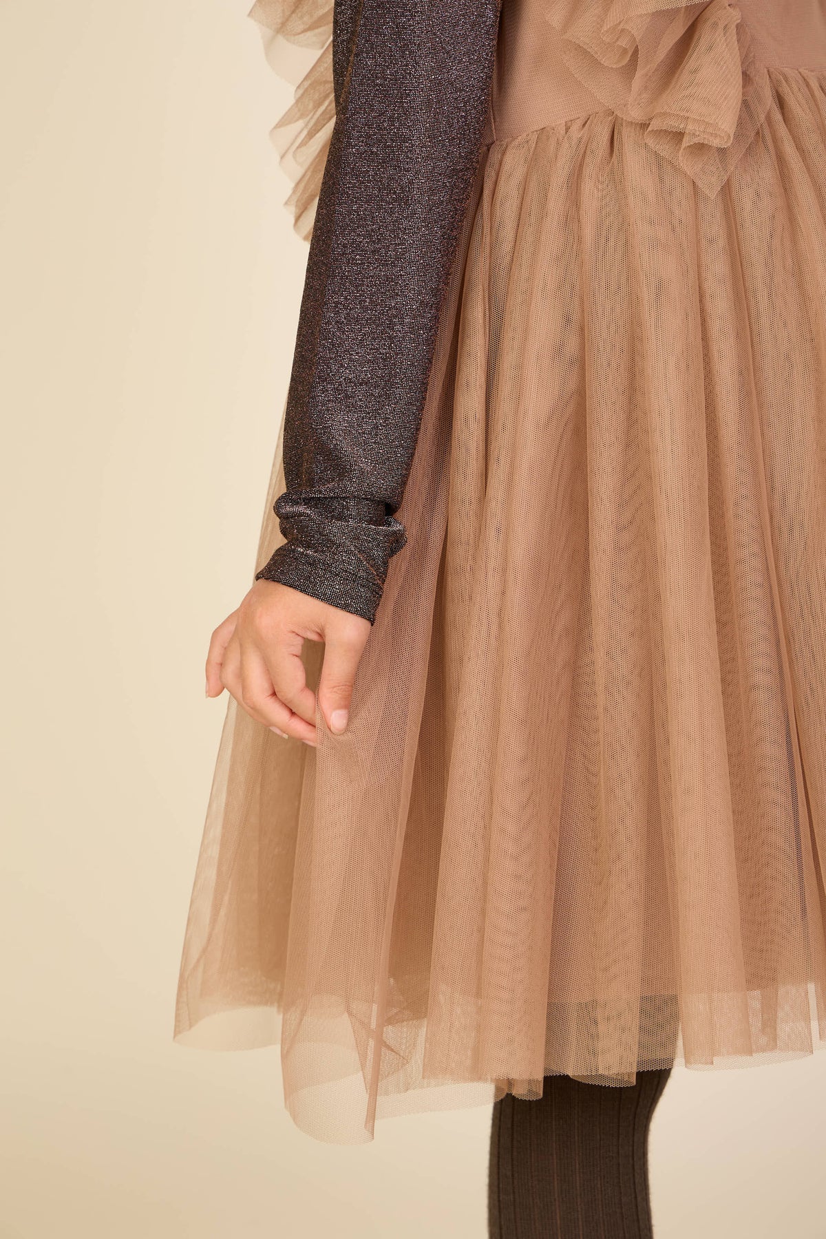 Long-Sleeve Lurex T-Shirt - Kids - Dark Brown | 101663 Helen