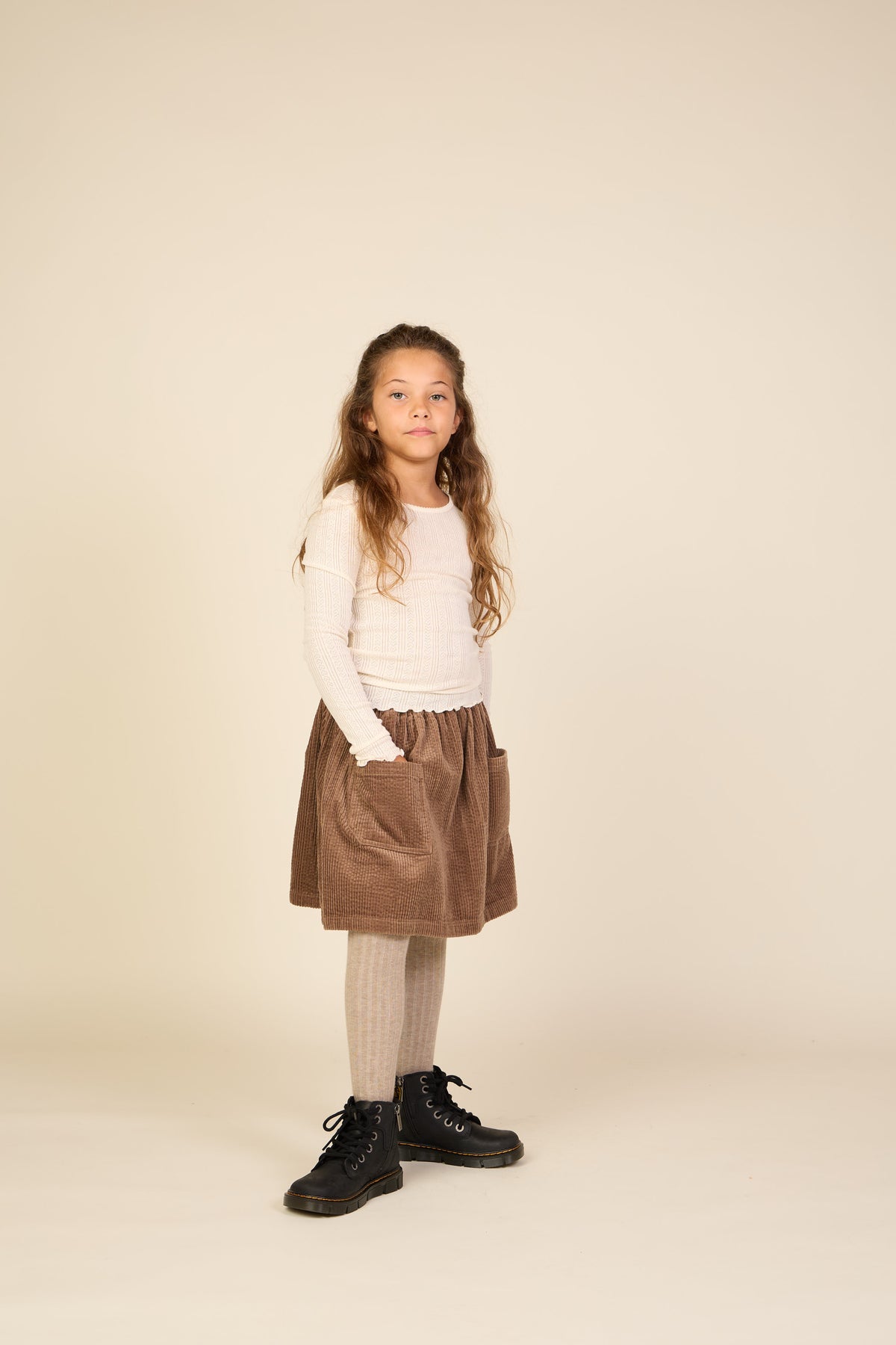 Corduroy Patch Pocket Skirt - Tween - Brown | 101680 Greta