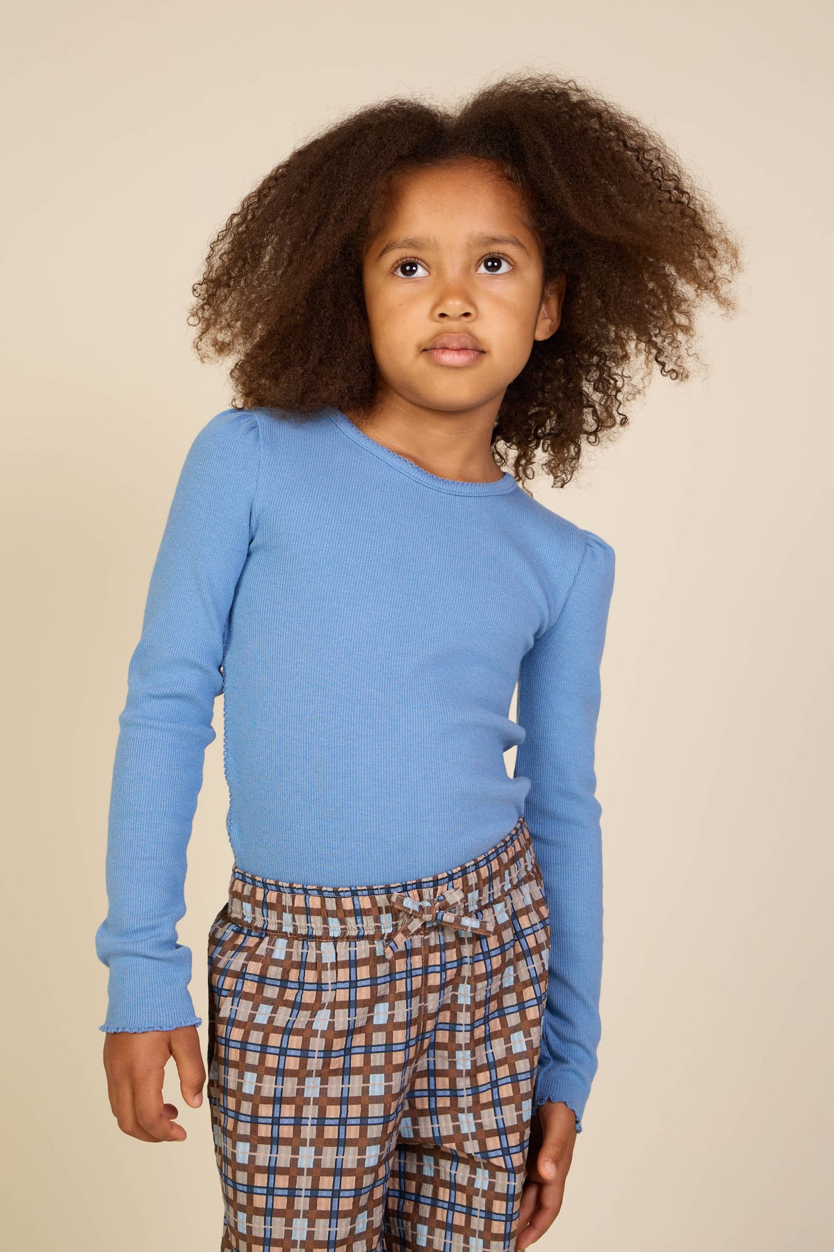 Ribbed Modal-Blend Long-Sleeve T-Shirt - Tween - Dusty Blue | 101564 Lottie