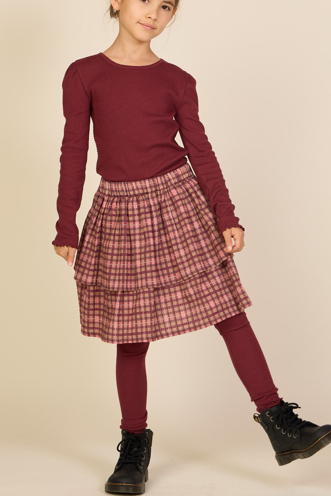Ribbed Modal-Blend Leggings - Tween - Bordeaux | 101570 Lottie