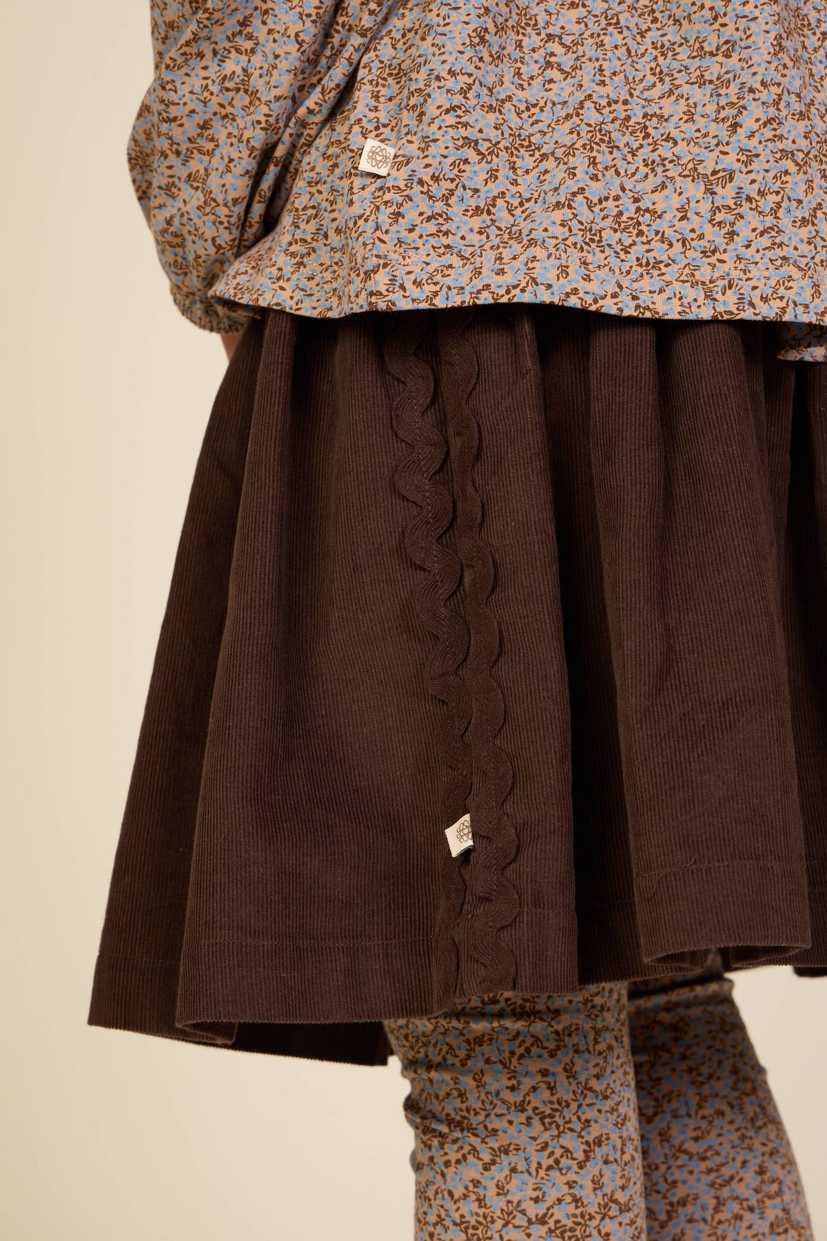 Ric Rac Corduroy Skirt - Kids - Dark Brown | 101477 Sille