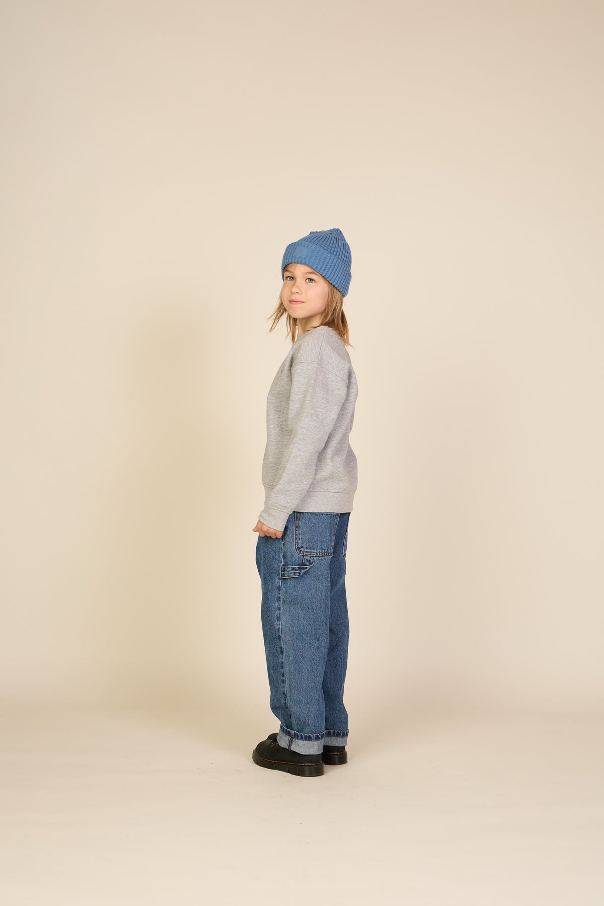 Smiley Crew Neck Sweatshirt - Tween - Grey Melange | 101578 Andrew