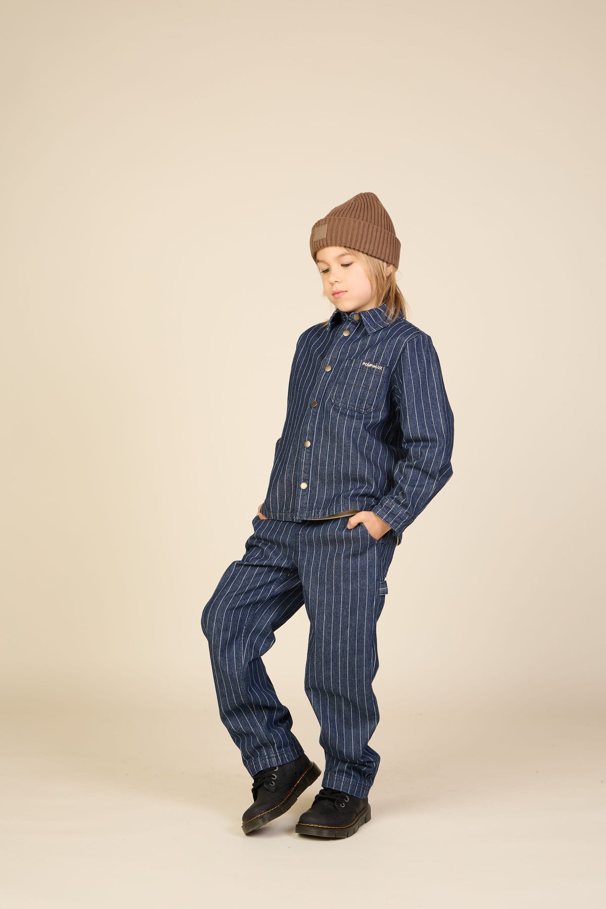 Relaxed Fit Pinstripe Cargo Jeans - Tween - Dark Blue | 101516 Austin