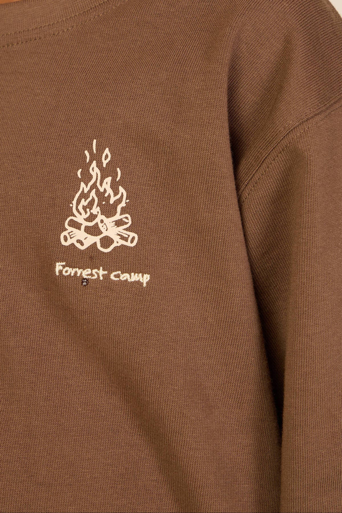 Long-Sleeve T-Shirt with Back Print - Kids - Brown | 101709 Weston