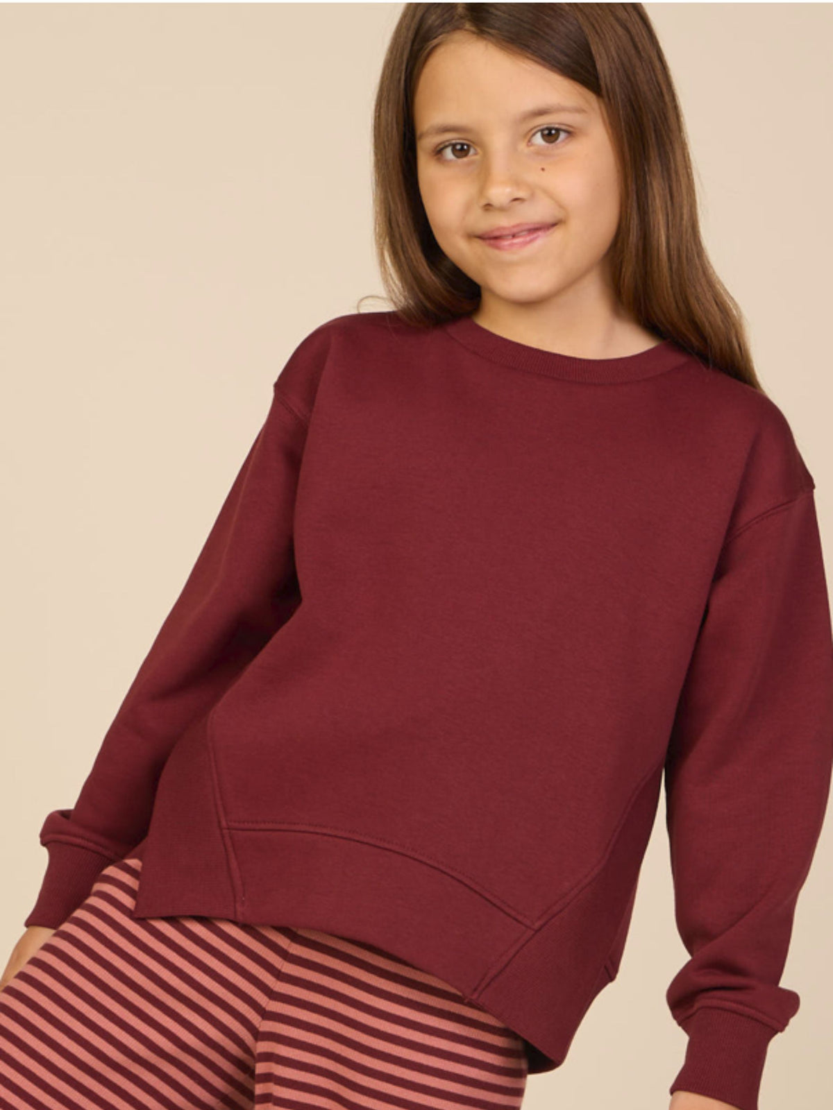 Rib Detail Sweatshirt - Tween - Bordeaux | 101625 Zoe