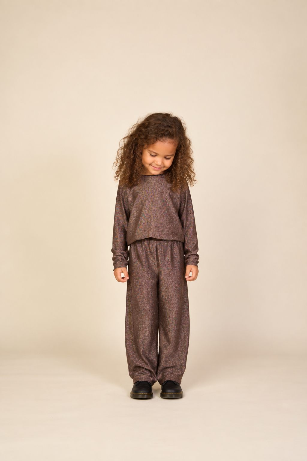 Long-Sleeve Lurex T-Shirt - Kids - Dark Brown | 101663 Helen