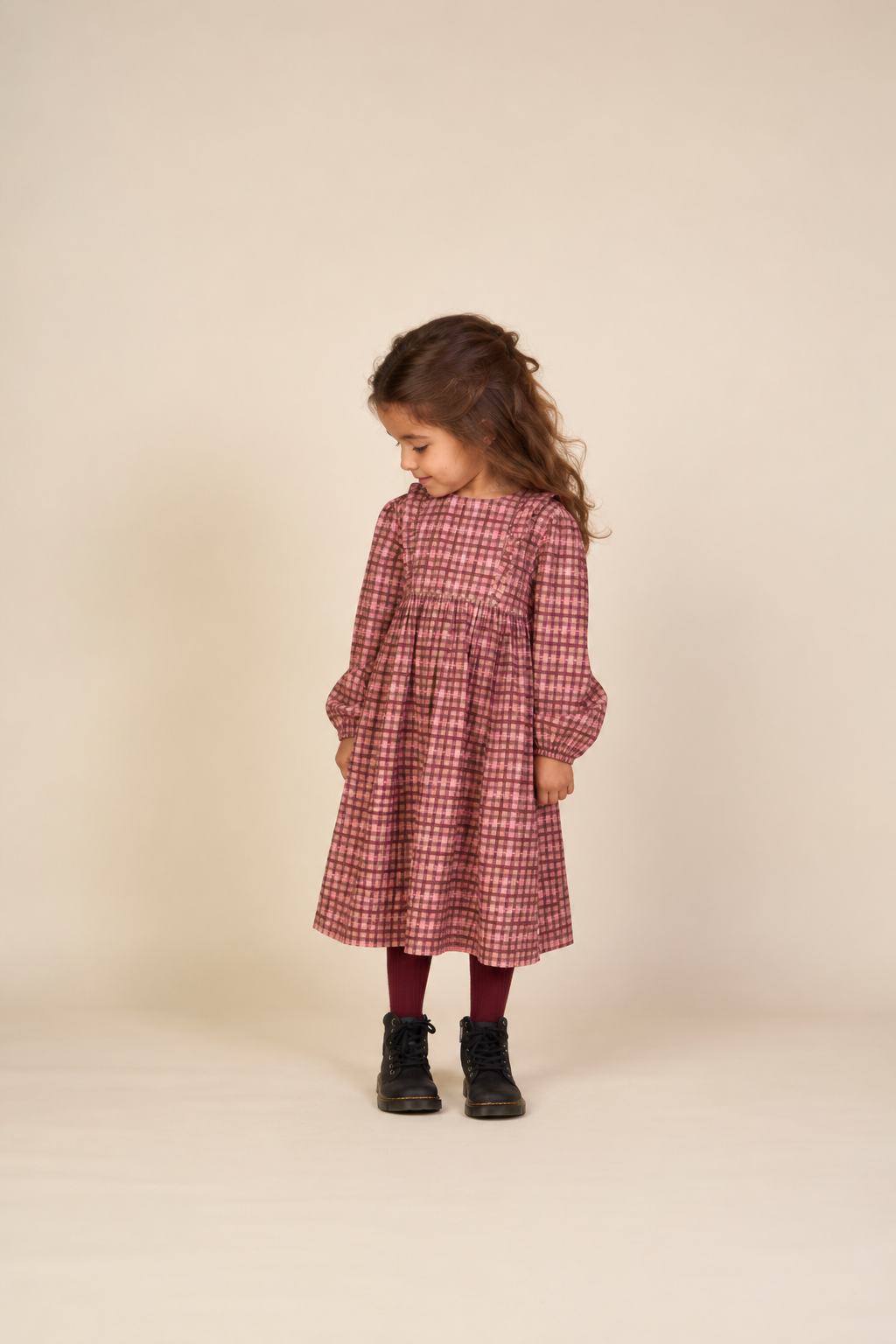 Checked Cotton Dress - Kids - Rose | 101485 Penny