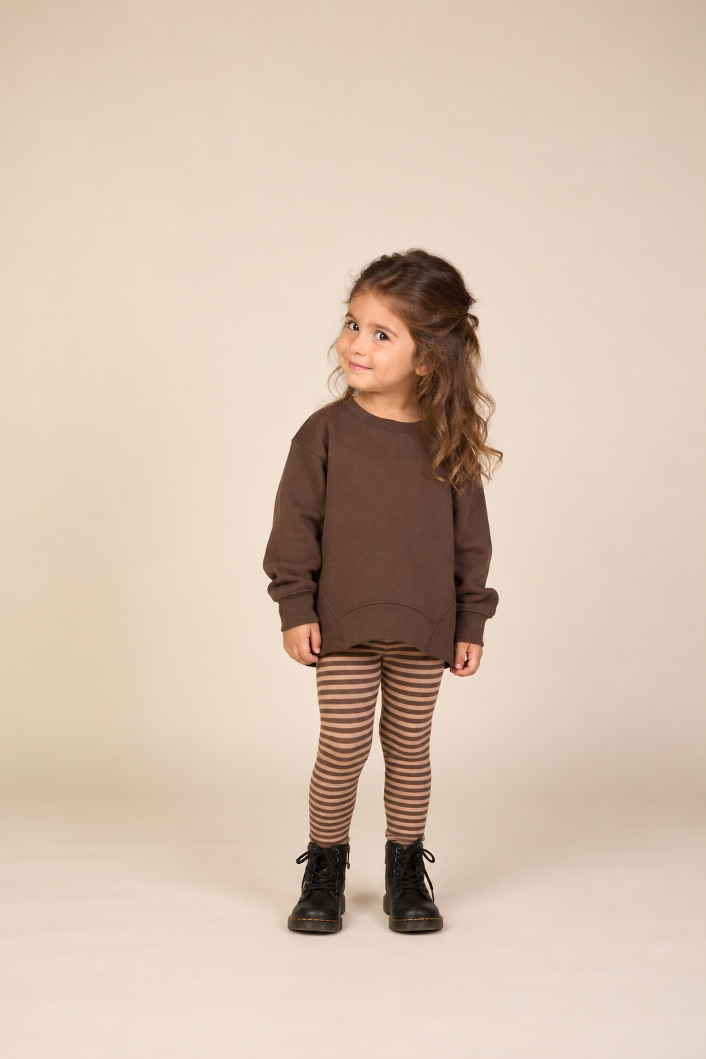 Striped Rib Leggings - Kids - Brown/Light Brown | 101610 Gloria