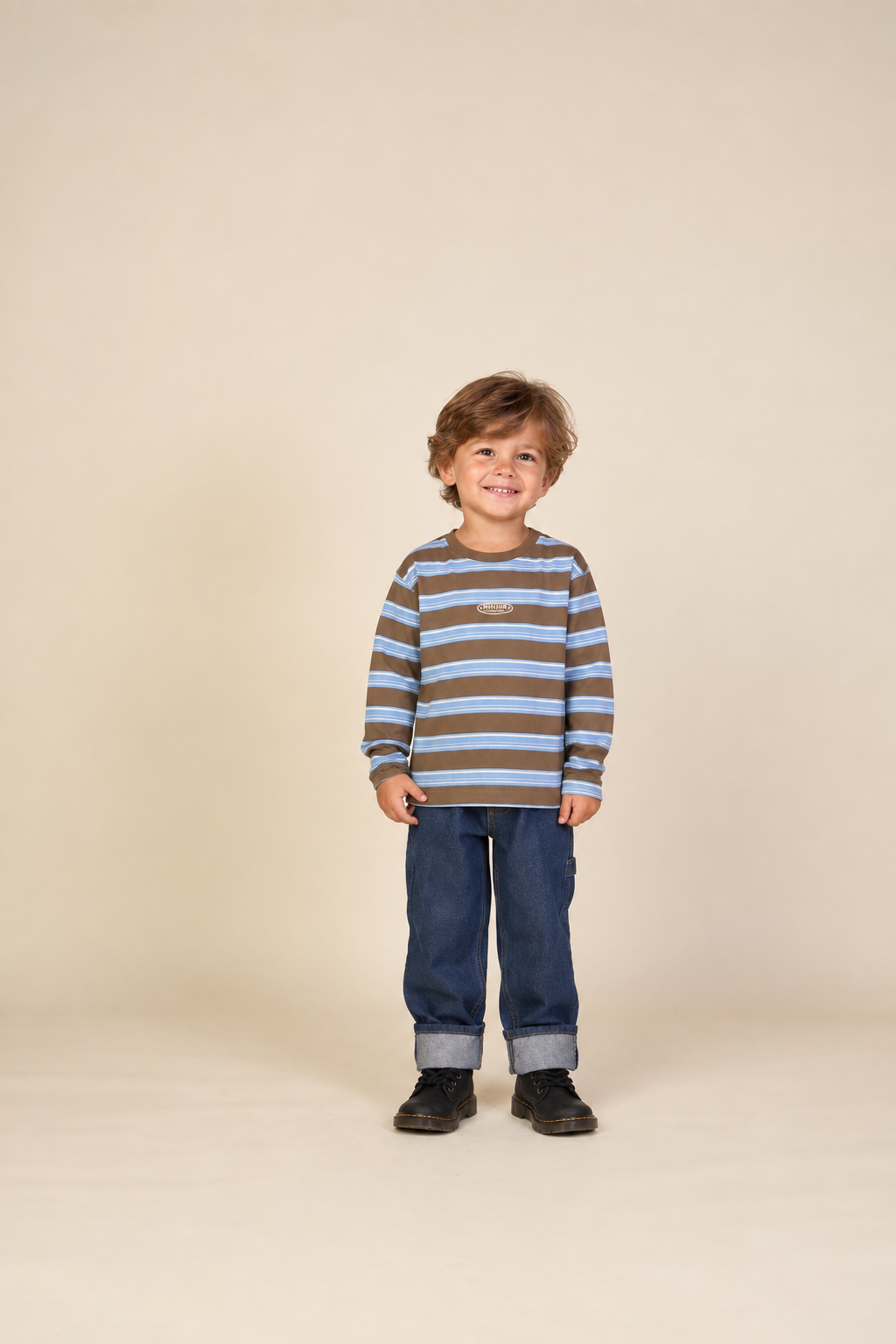 Striped Long-Sleeve T-Shirt - Kids - Brown /Blue | 101699 Hugo