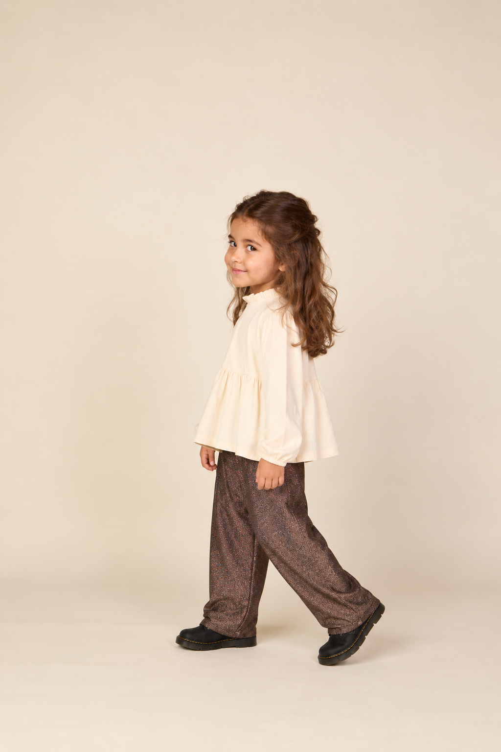 Solid Peplum Jersey Blouse - Kids - Offwhite | 101545 Heidi