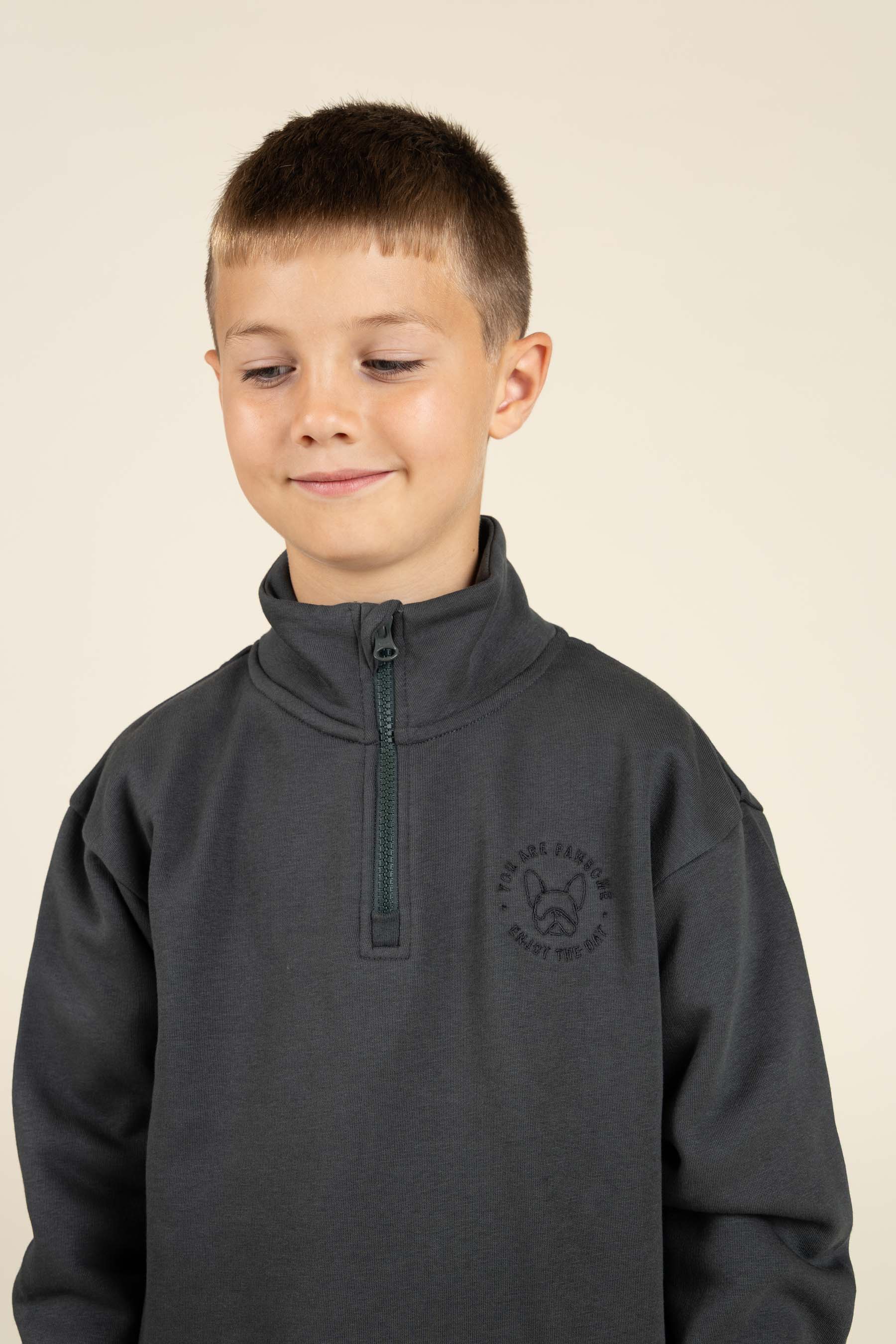 Half Zip Sweatshirt - Tween - Forest Green | 100811 Tristan