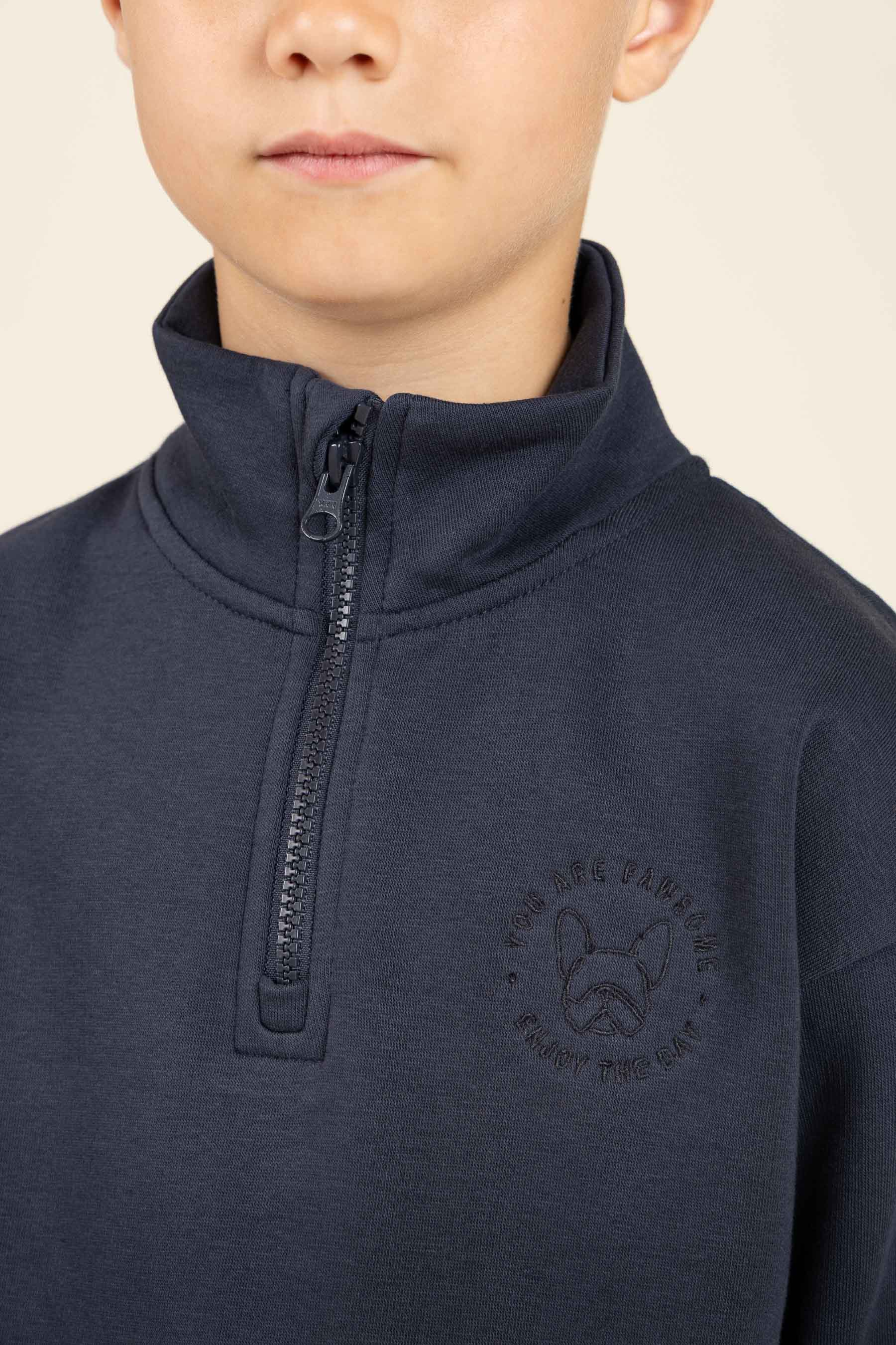 Half Zip Sweatshirt - Tween - Navy | 100807 Tristan
