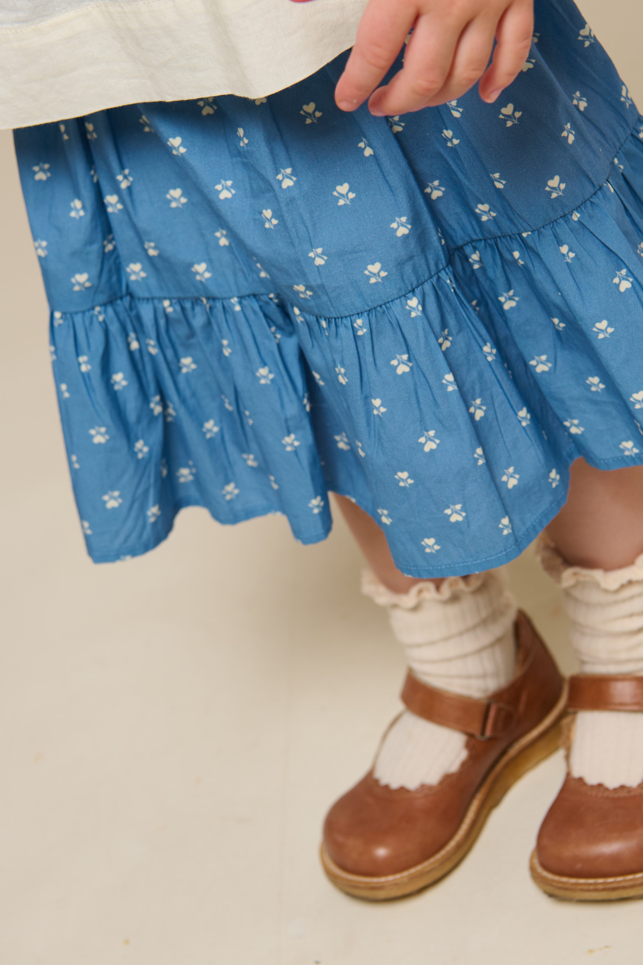 Printed Poplin Skirt - Kids - Dusty Blue | 101054 Camilla