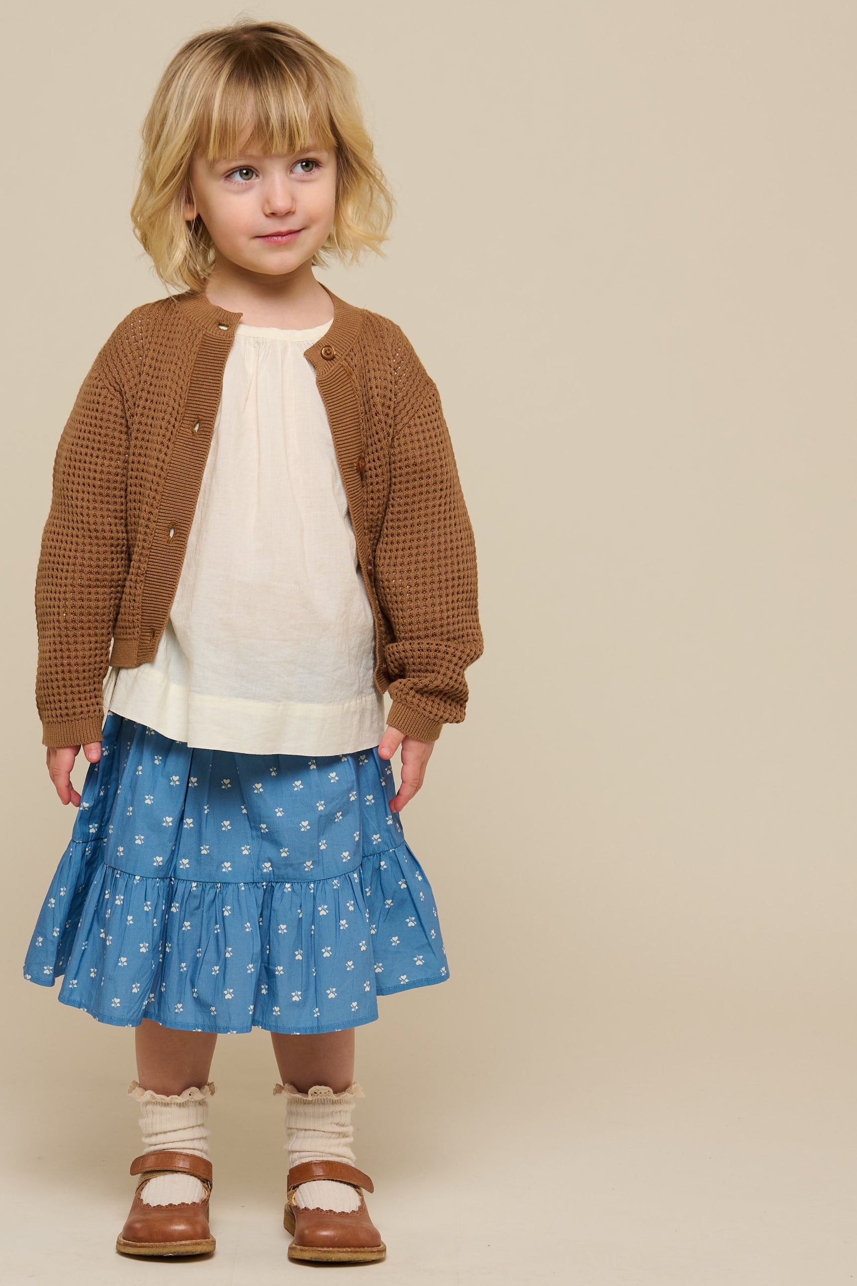 Printed Poplin Skirt - Kids - Dusty Blue | 101054 Camilla