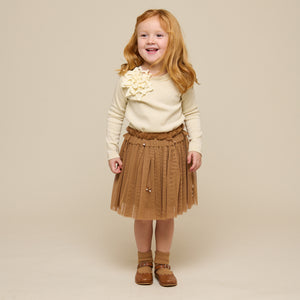 T-shirt with Flower Application - Kids - Offwhite | 101231 Sarah