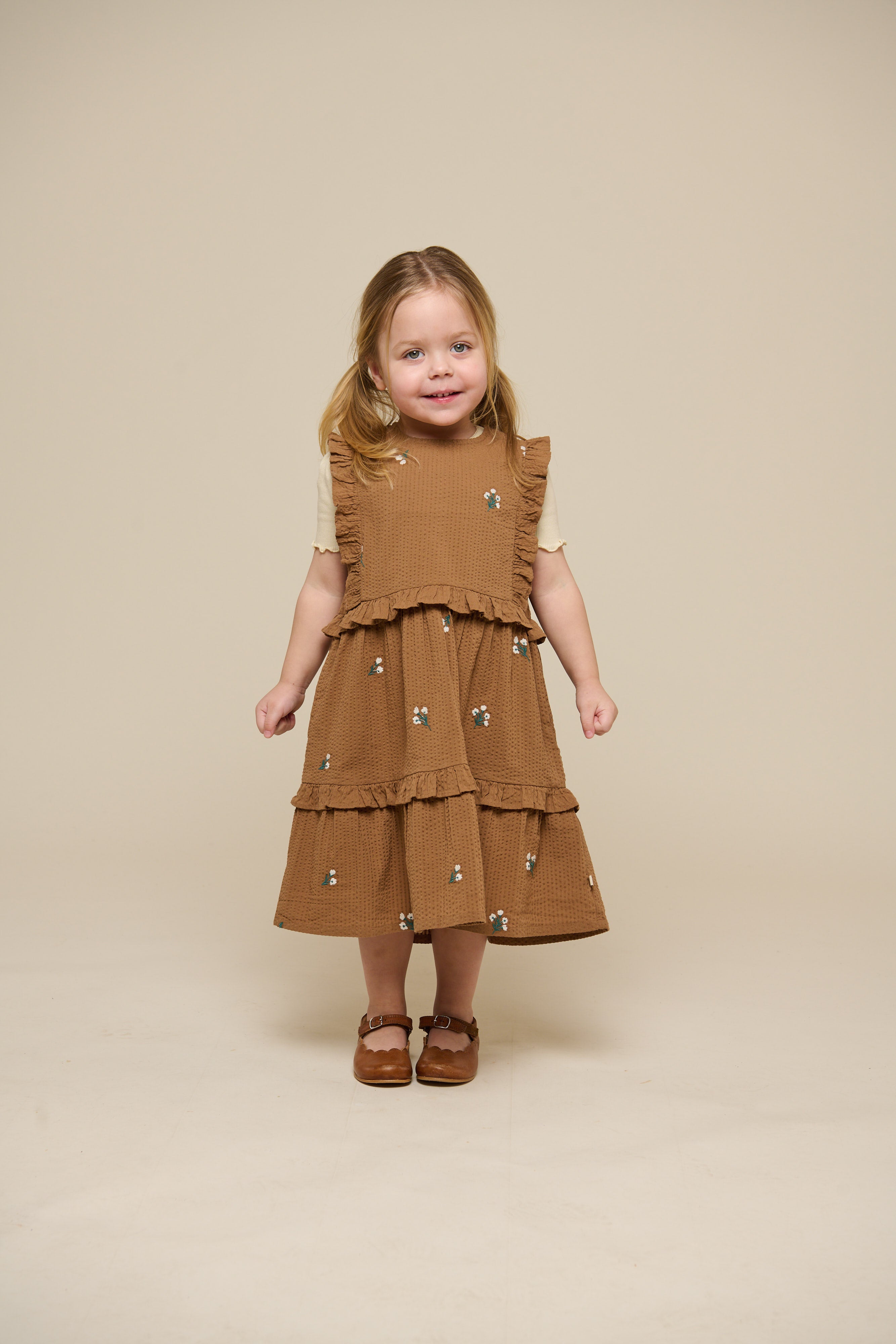 Embroidered Seersucker Dress - Kids - Coconut | 100978 Nora