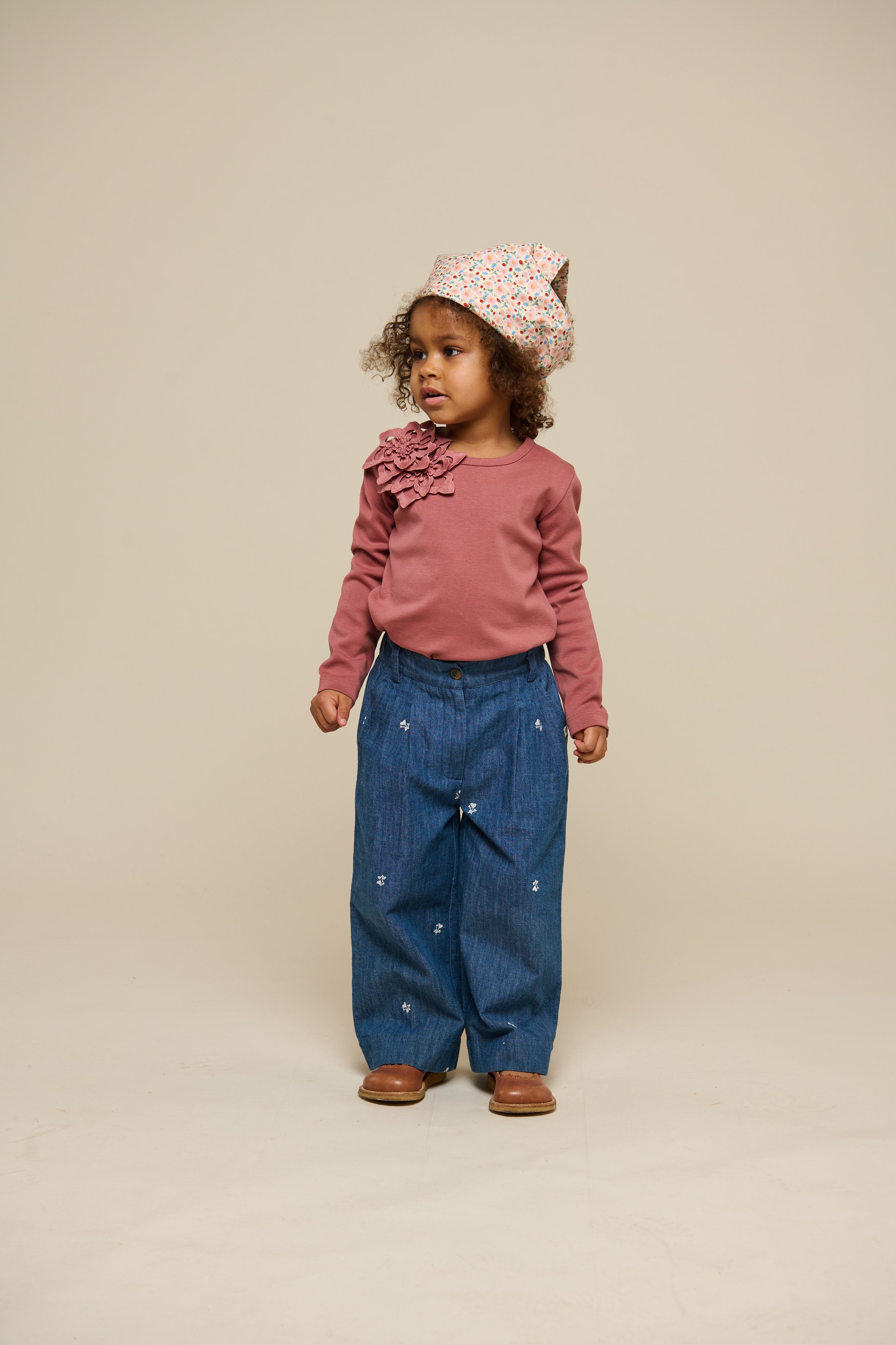 T-shirt with Flower Application - Kids - Old Rose | 101233 Sarah