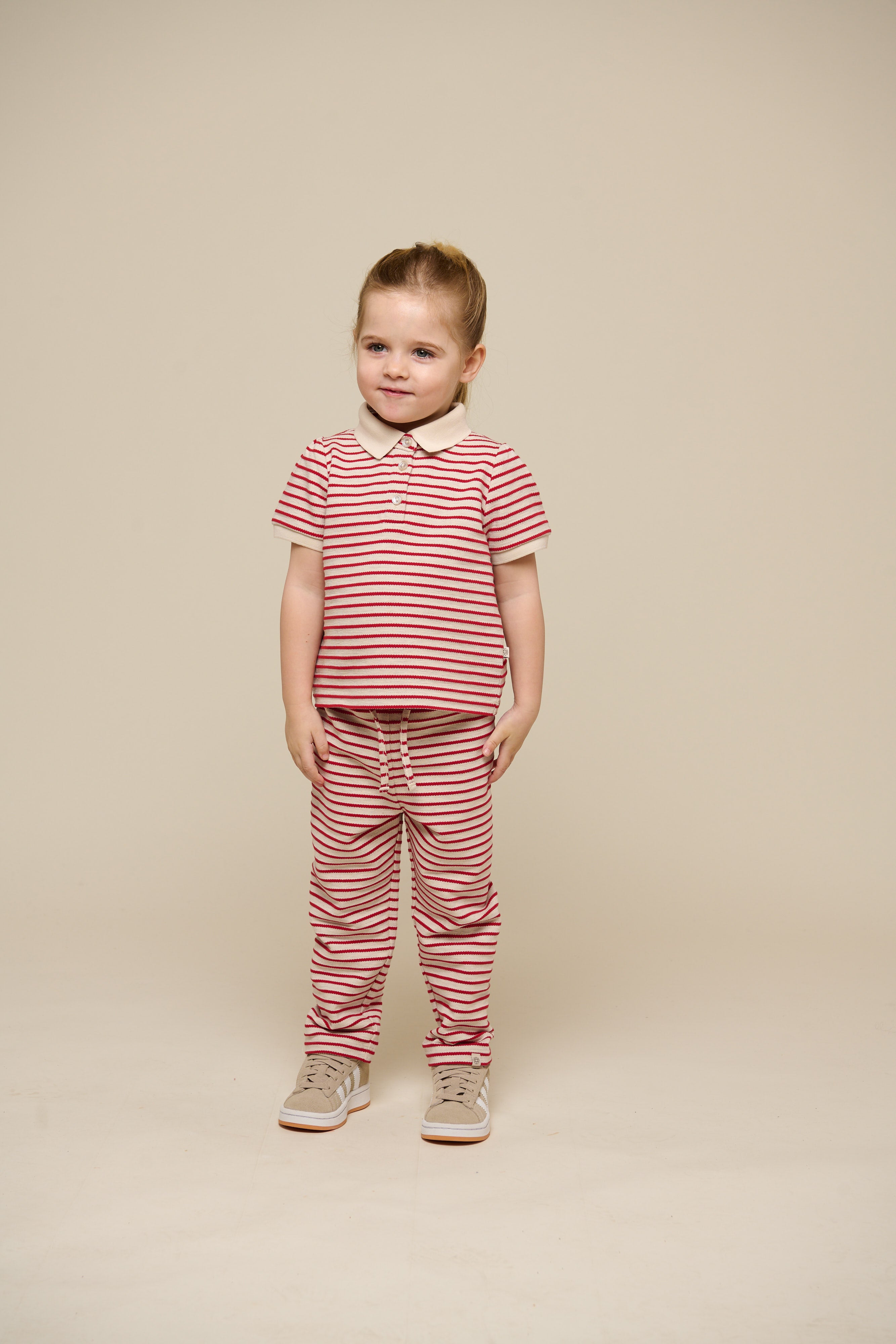 Striped Jersey Trousers - Kids - Cherry Red | 100999 Emmie