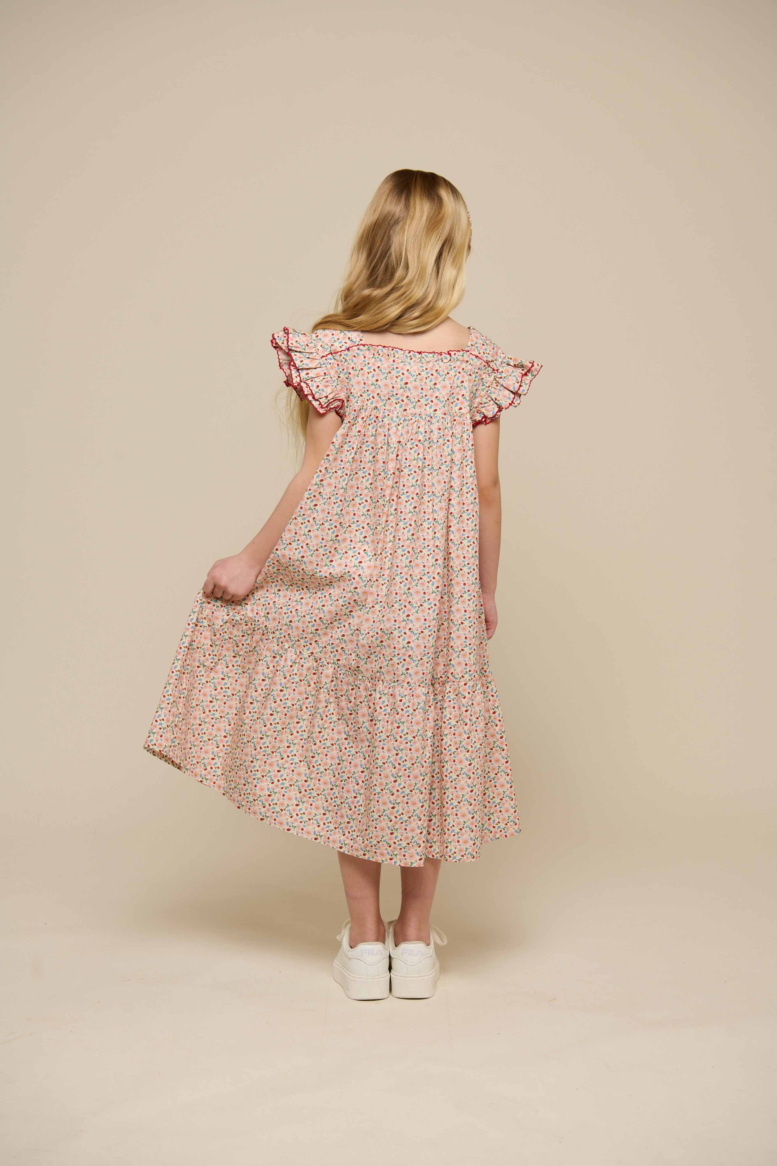 Flower Printed Poplin Dress - Tween - Rose | 100961 Poppy