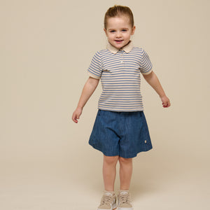 Flared Light Denim Shorts - Kids - Blue Denim | 101053 Isabella