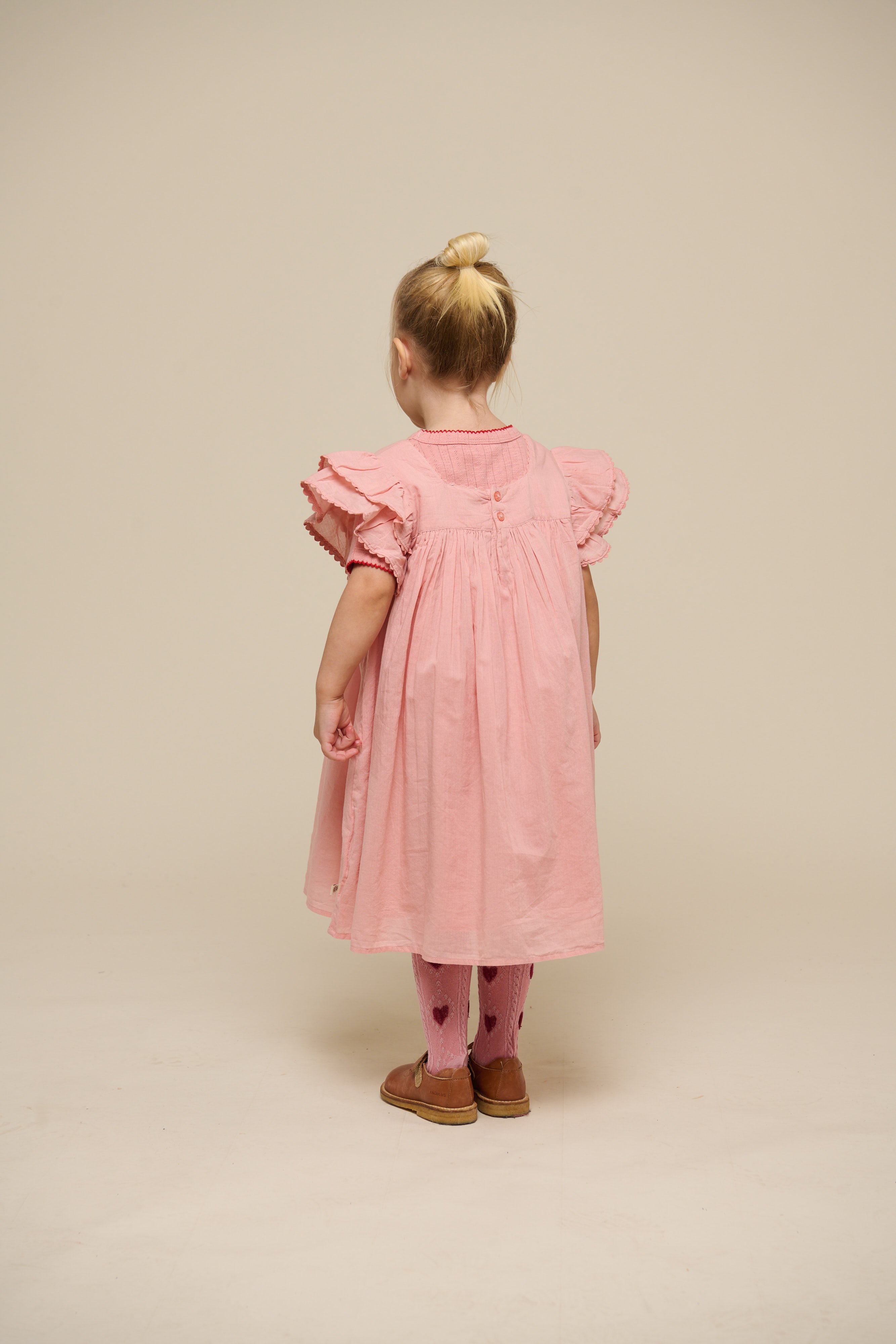 Cotton Dress with Ric Rac Frill - Kids - Rose Tan | 101034 Alma