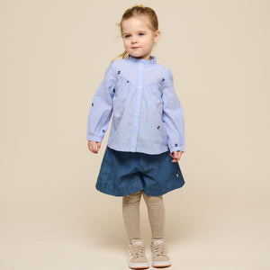 Embroidered Chambrey Shirt - Kids - Light Blue | 101058 Rose