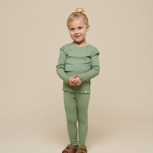 Modal Rib Leggings - Kids - Dusty Green | 101326 Lottie