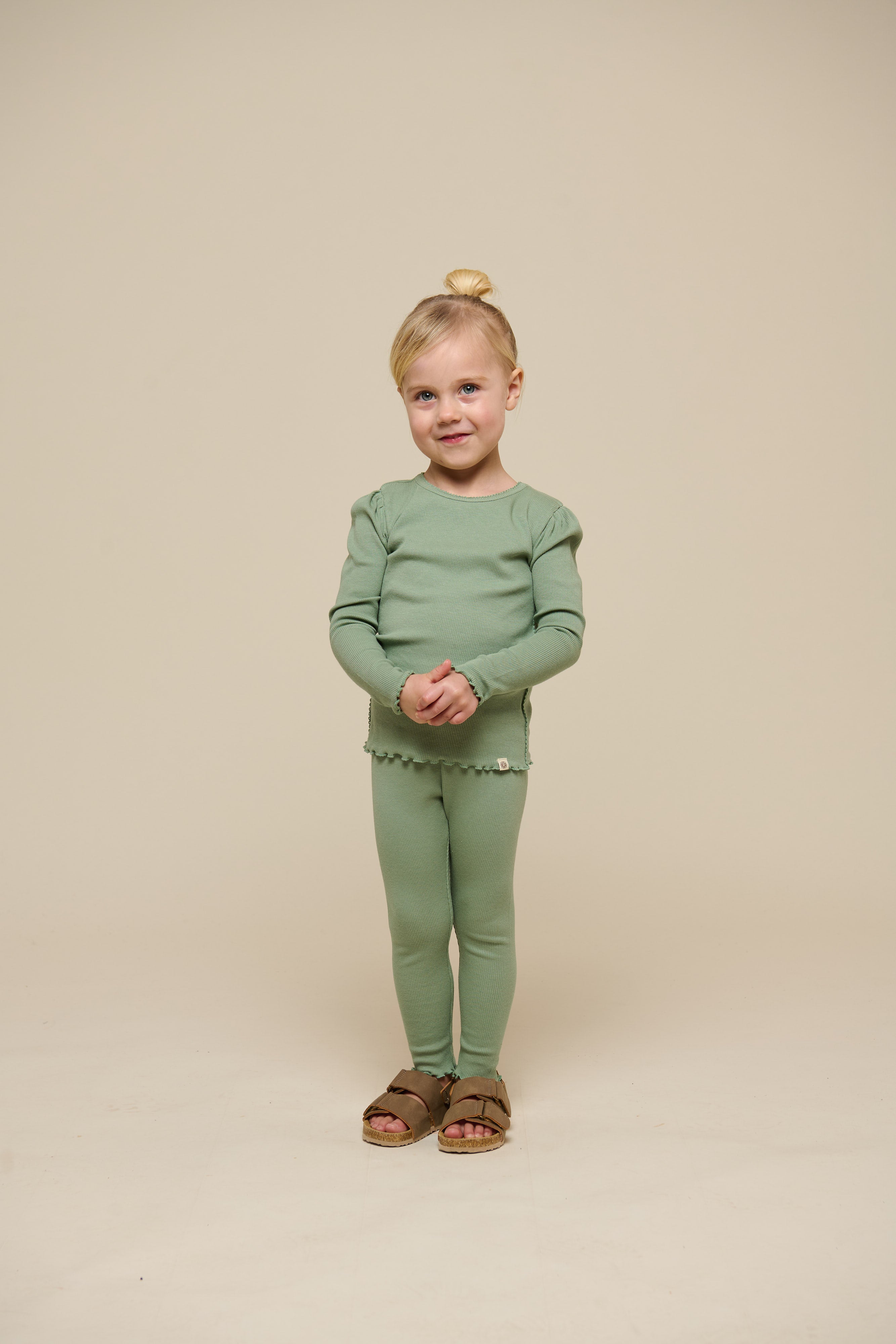 Modal Rib Leggings - Kids - Dusty Green | 101326 Lottie