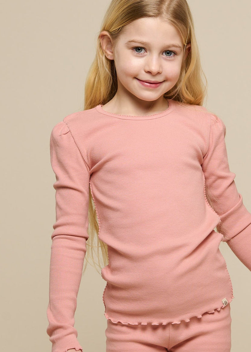 Langärmeliges T-Shirt aus Modalripp - Tween - Rose Tan | 101307 Lottie